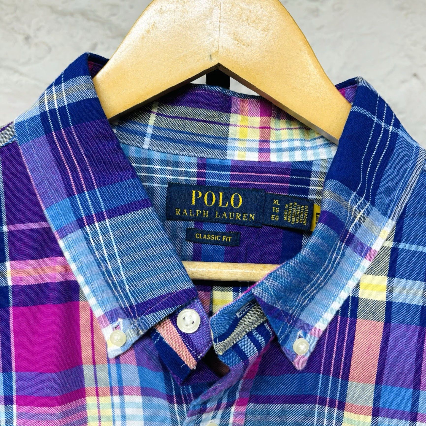 Polo Ralph Lauren Shirt Men's XL Pink Multi Plaid Oxford Cloth Classic Fit NWT Button-Up