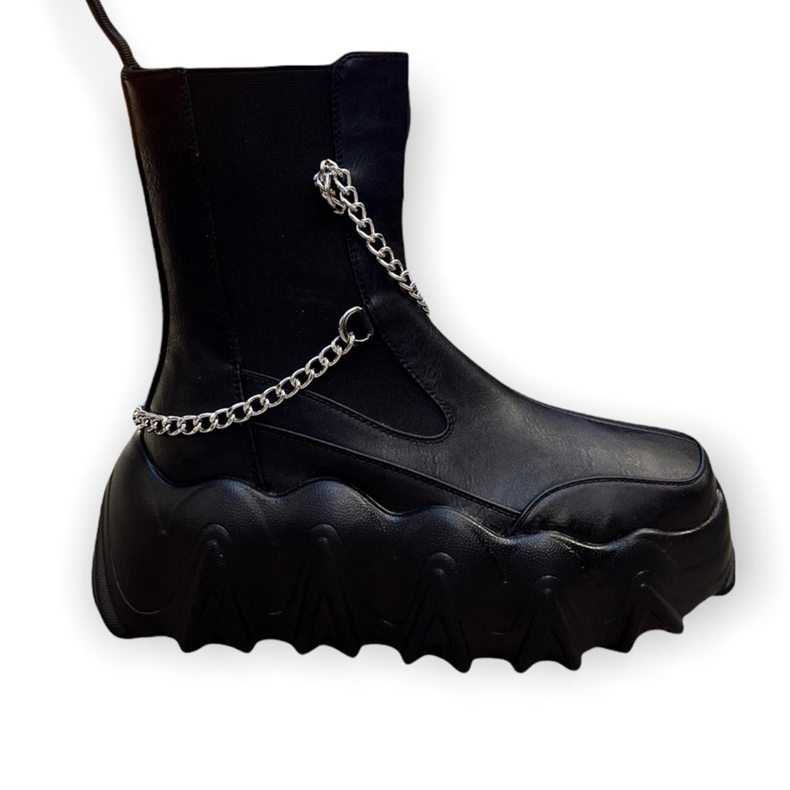 Other LAMODA Chain Accents Black Chunky Sole Boots Size US 6.5 / IT 36.5 - 2 Thumbnail