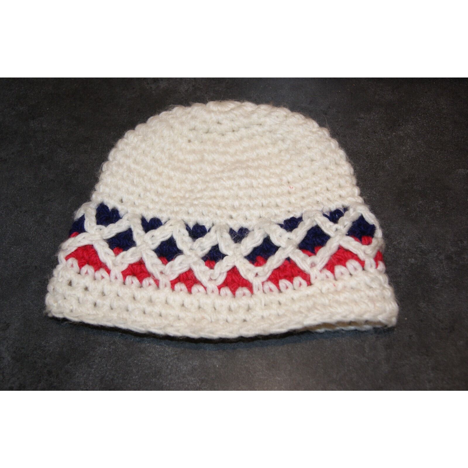 Handmade Womens Winter Hat Hand Knit Crocheted Vintage 70s Beanie Size ONE SIZE - 4 Thumbnail