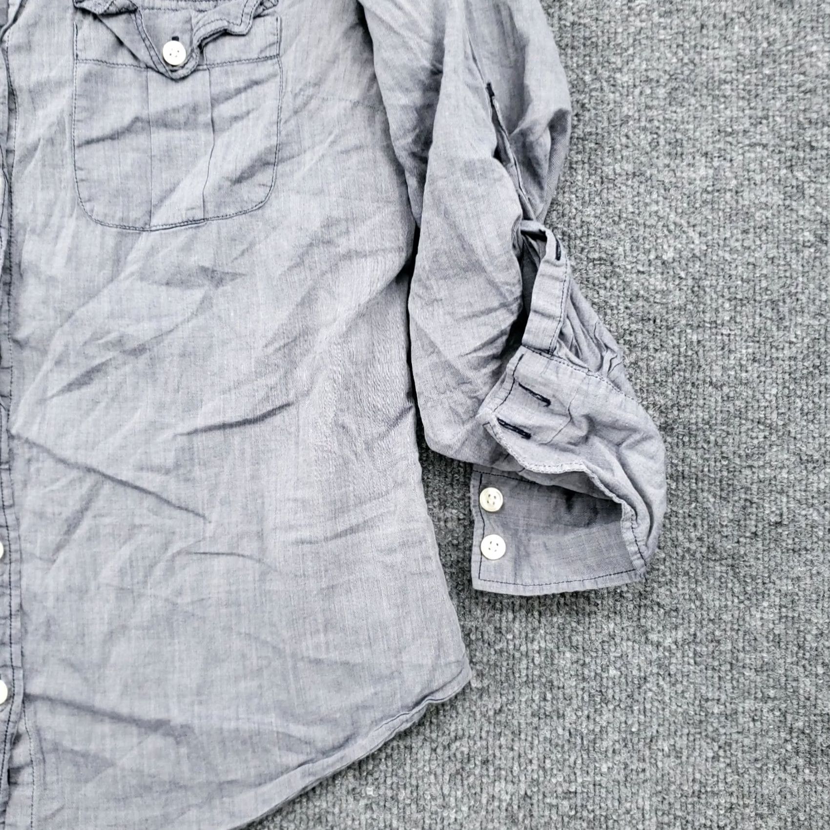 J.Crew J.CREW Shirt Womens XS Button-Up Gray Pockets Long Sleeve Cotton Size XS / US 0-2 / IT 36-38 - 6 Thumbnail