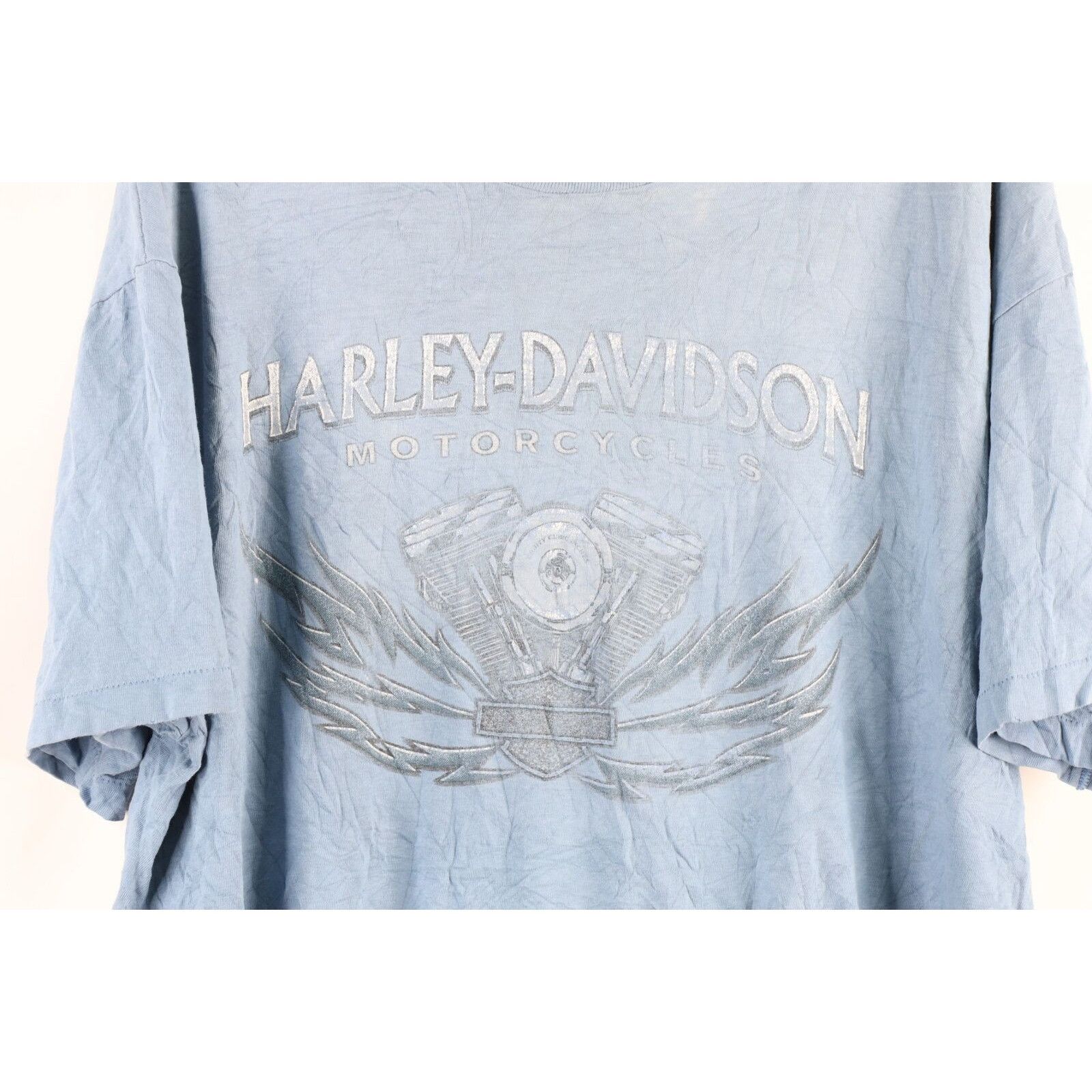 Harley Davidson × Vintage Vintage 90s Harley Davidson Thrashed Tribal Flames T-Shirt Size US XL / EU 56 / 4 - 4 Thumbnail