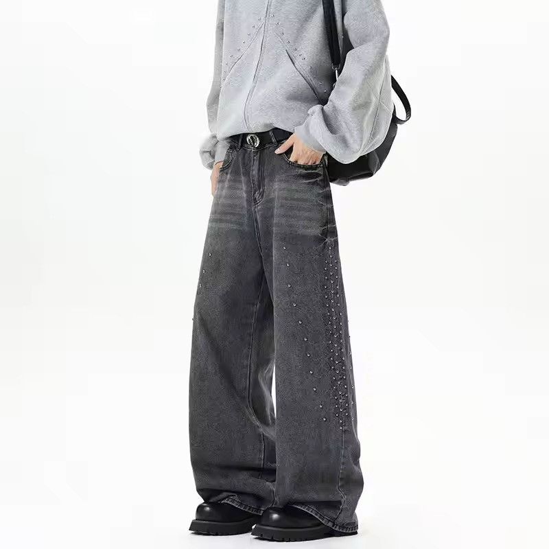 Japanese Brand 🔥 RARE Y2K Light Wash Wide Leg Embellished Jeans Size US 27 - 5 Thumbnail