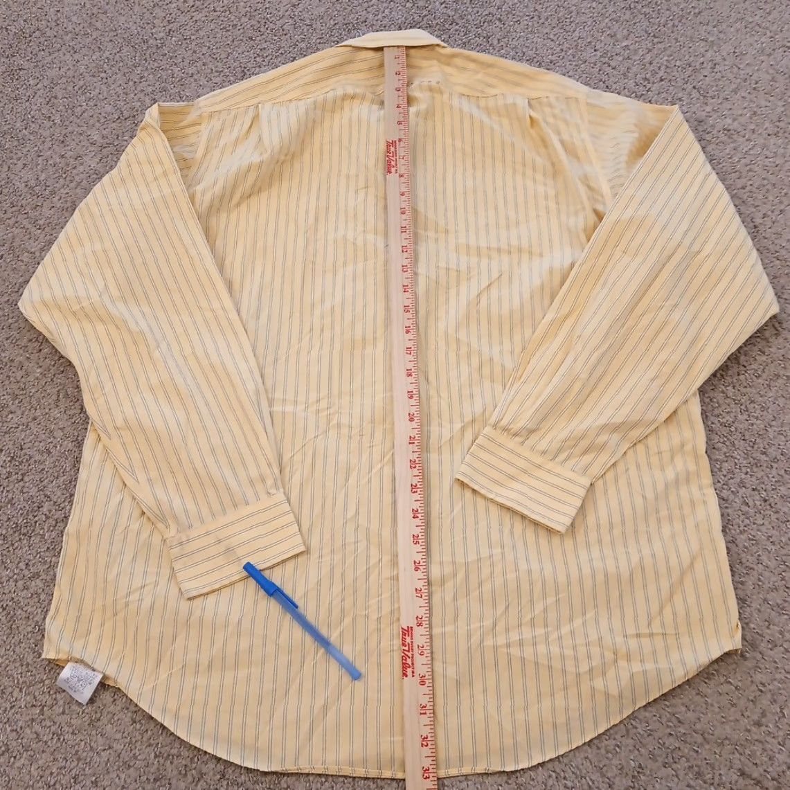 Lands' End Lands' End Shirt Mens 17 Tall Yellow Striped Long Sleeve Button-Up Size US XL / EU 56 / 4 - 5 Thumbnail