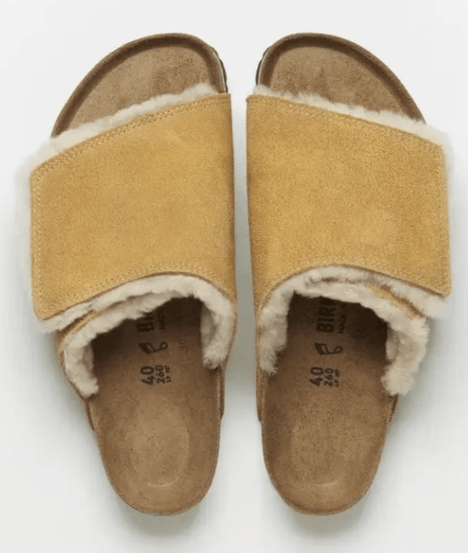 Birkenstock × Stussy STUSSY Birkenstock Suede Shearling Slide Caramel Size US 7 / EU 40 - 1 Thumbnail