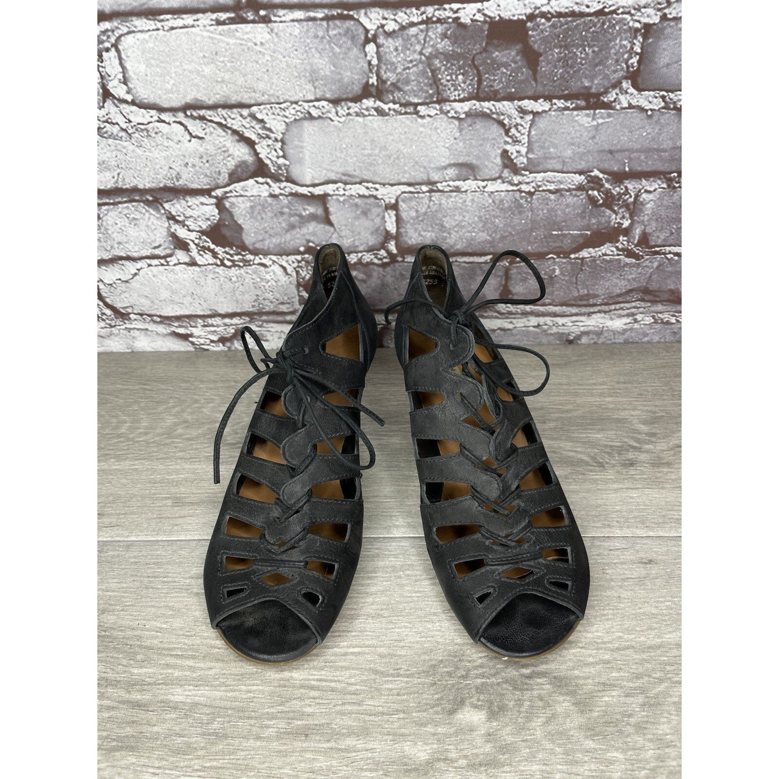 Other Paul Green Munchen Black Leather Caged Lace Up Heel Sandals Size US 6.5 / IT 36.5 - 16 Thumbnail