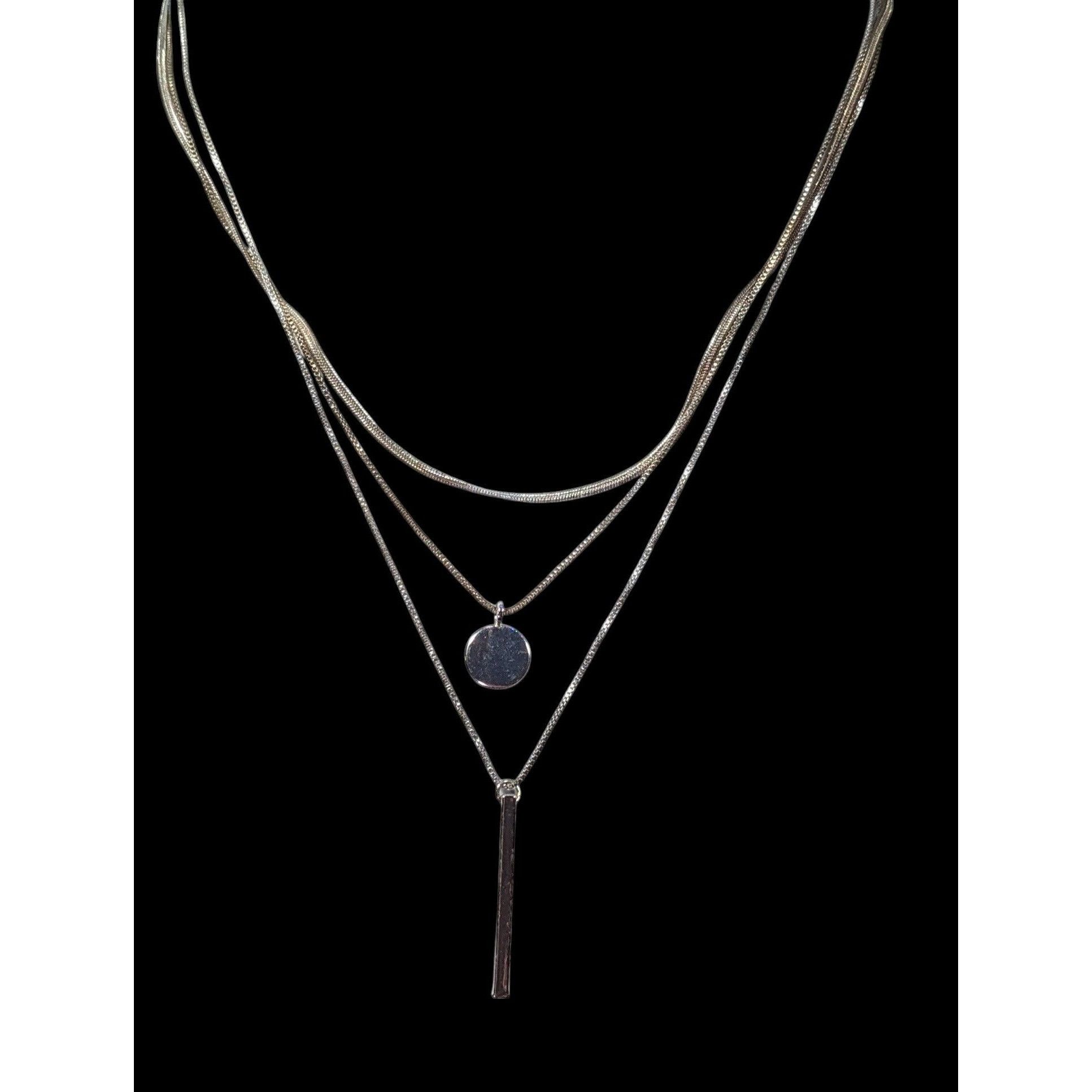 Other Elegant Minimalist Silver Tone Multilayer Charm Necklace Size ONE SIZE - 2 Thumbnail