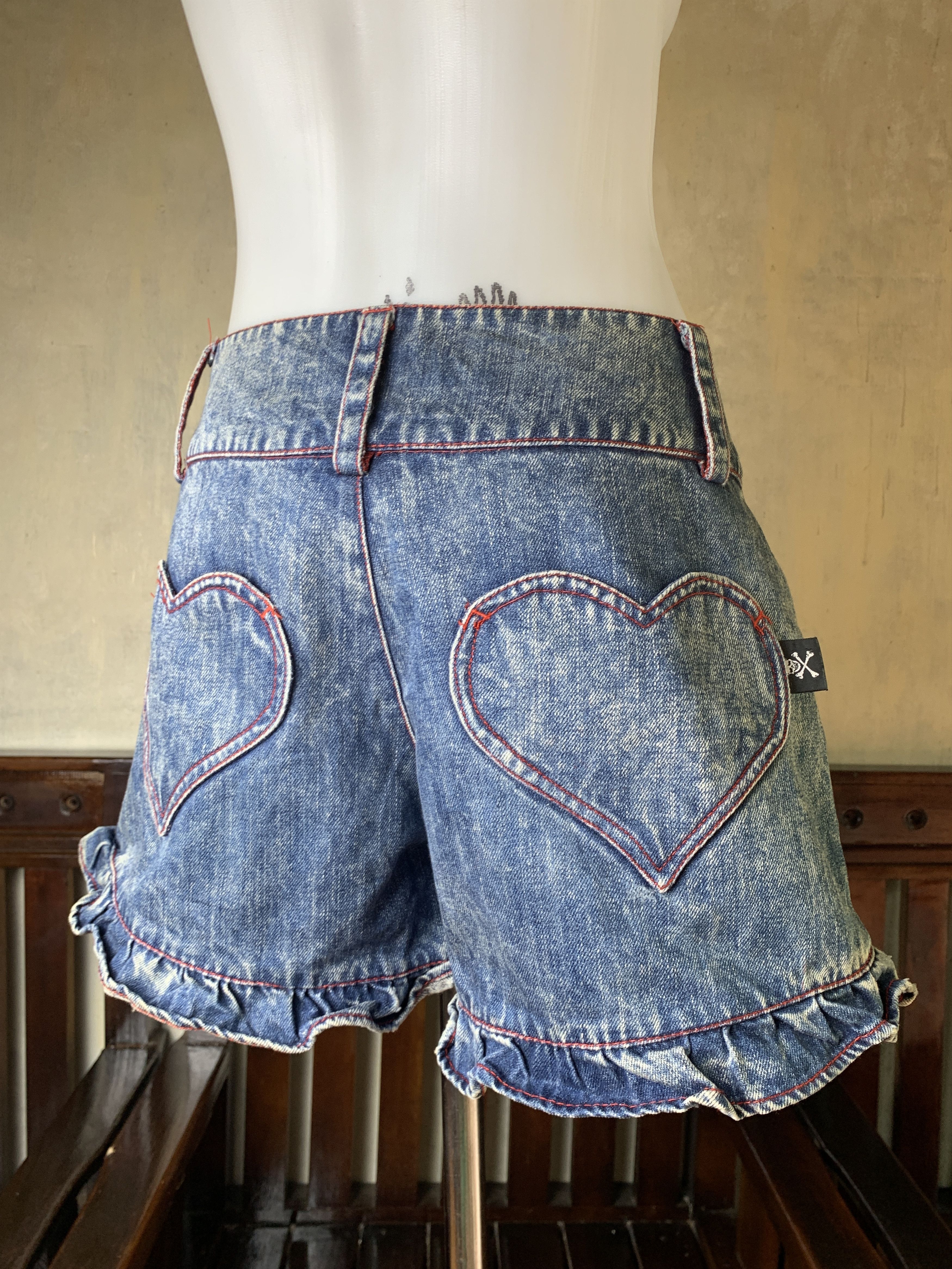 Super Lovers Super Lovers Japan Washed Blue Ruffle Shorts (31) Size 31" - 3 Thumbnail