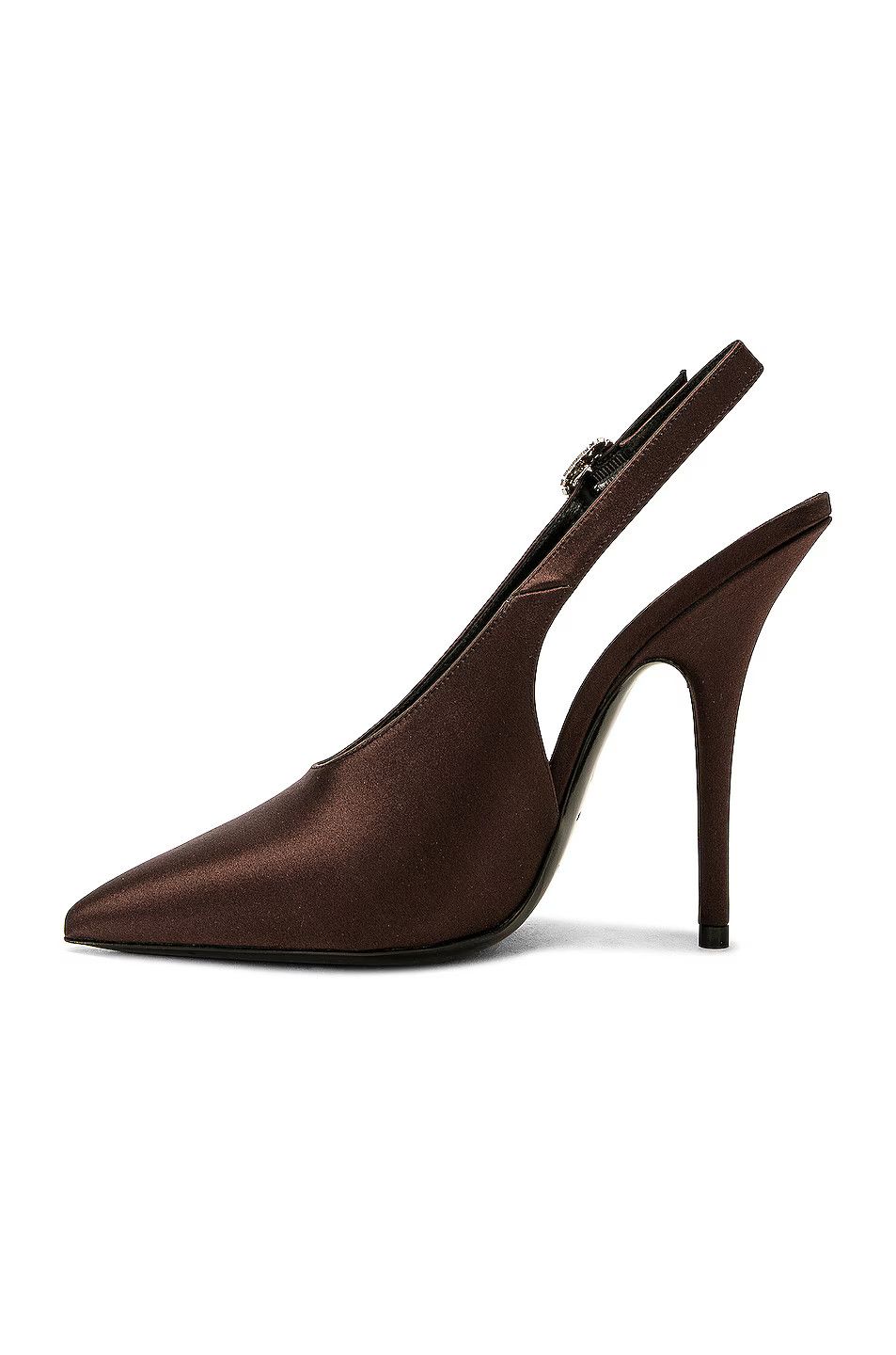 Saint Laurent Paris o1s1wg111024 Yasmeen Slingback Pumps Crepe Satin in T. Moro Size US 10 / IT 40 - 5 Thumbnail