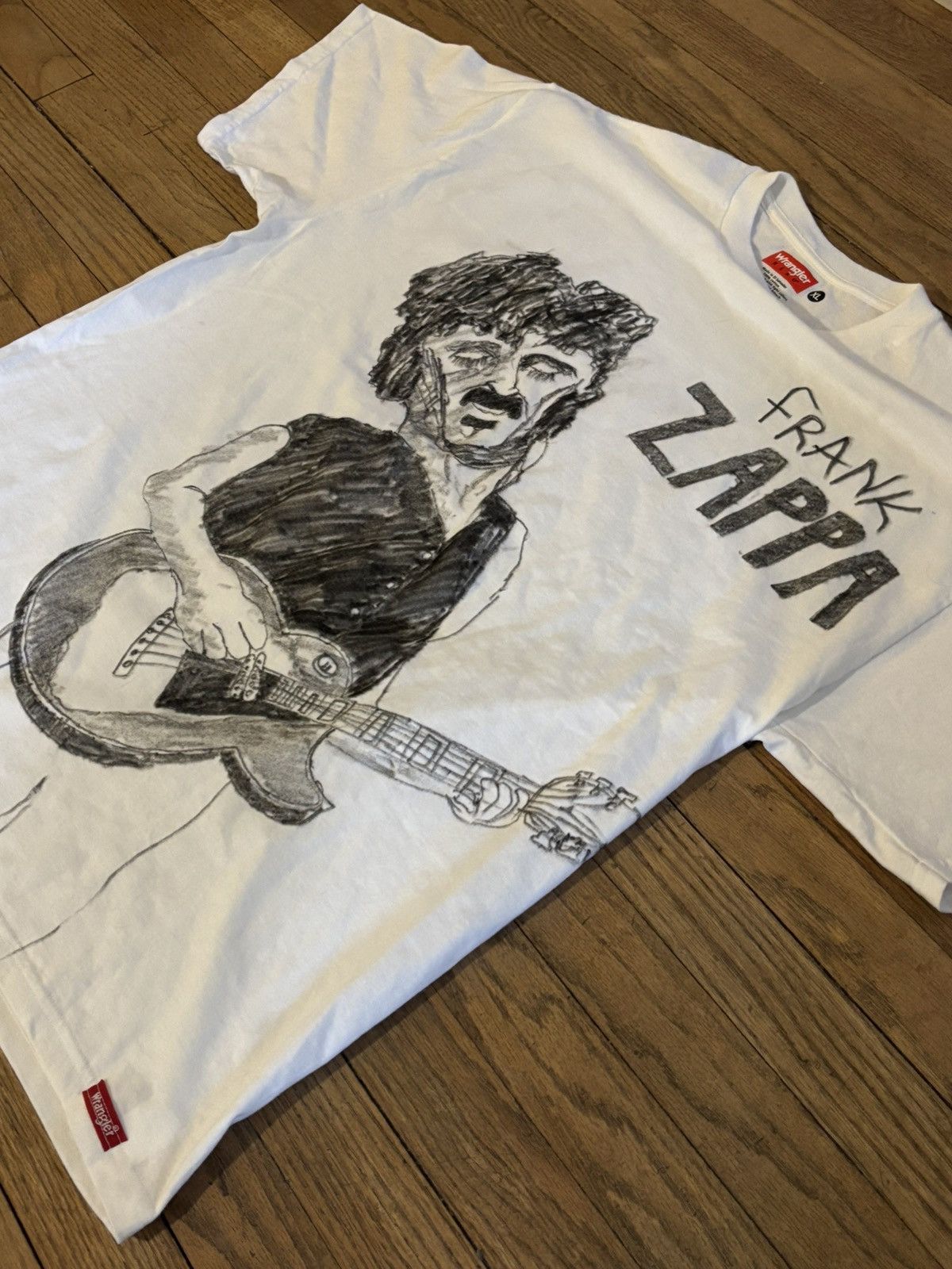 Band Tees × Wrangler One of a kind hand drawn frank zappa Wrangler tee. XL. Size US XL / EU 56 / 4 - 2 Thumbnail