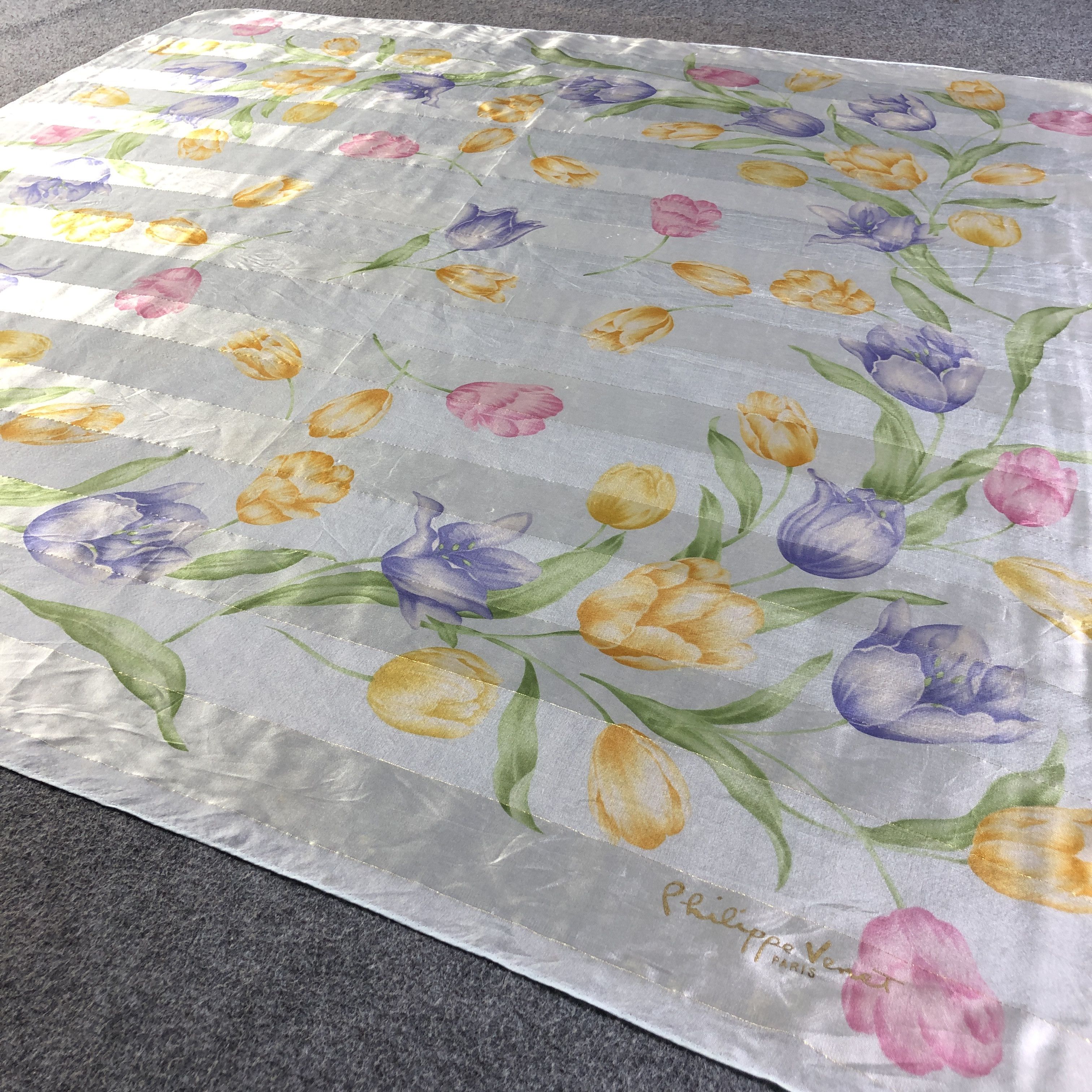 Japanese Brand Philippe Venet Floral Silk Scarf M985 Size ONE SIZE - 3 Thumbnail