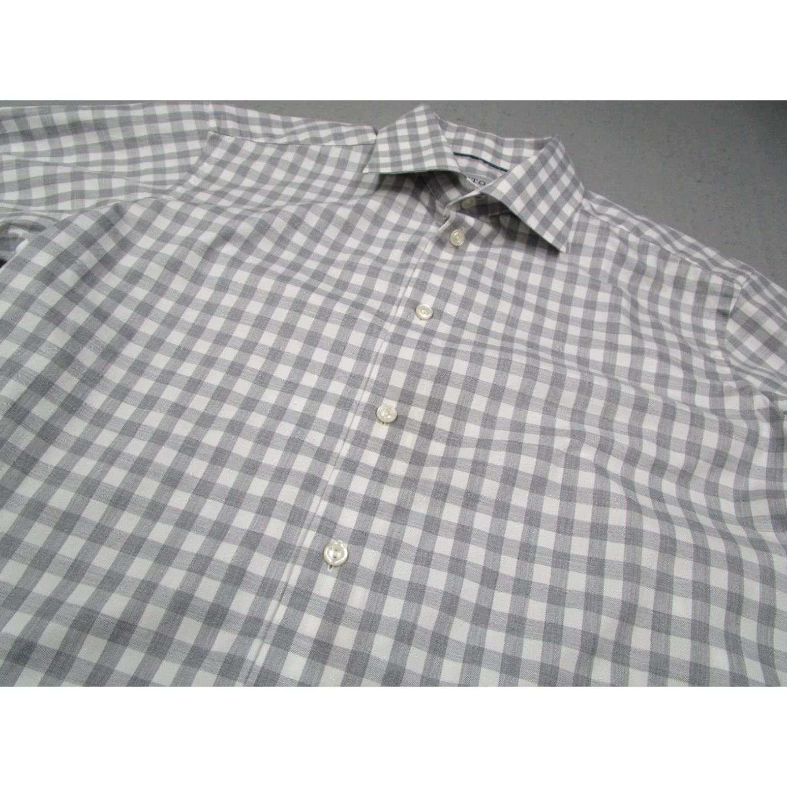 Eton ETON Dress Shirt Mens 16 41 Gray Check Button Up Cambridge Work - Contemporary Slim 100% Cotton Size 42R - 2 Thumbnail