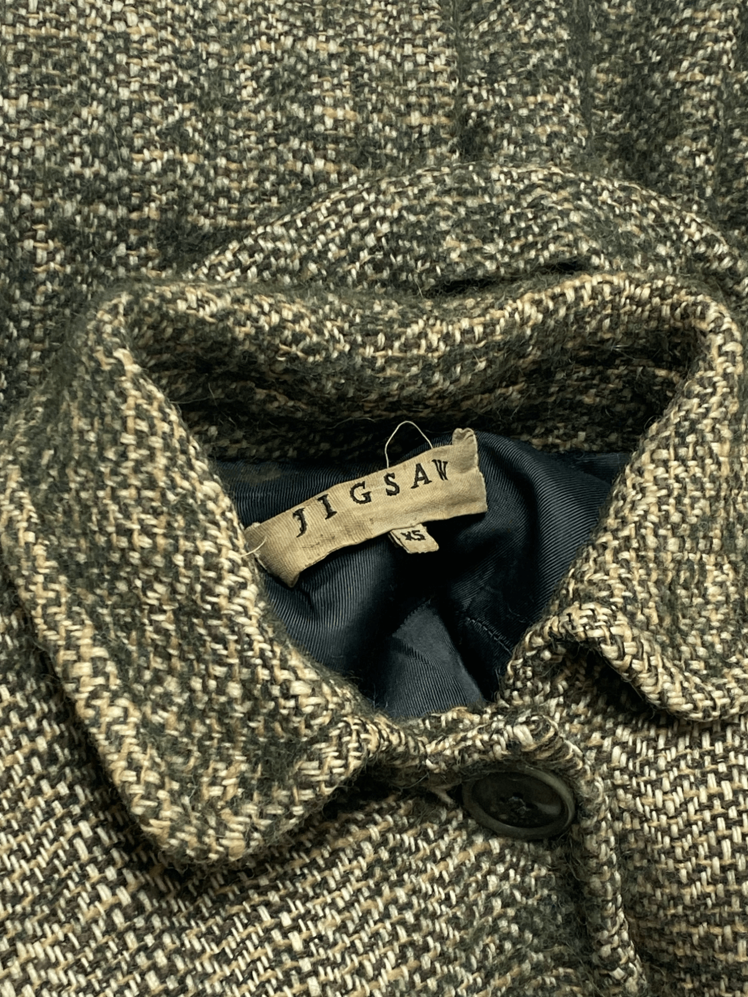 Jigsaw 90s Vintage JIGSAW Wool Blazer Green Tweed Warm Comfy Size L / US 10 / IT 46 - 4 Thumbnail
