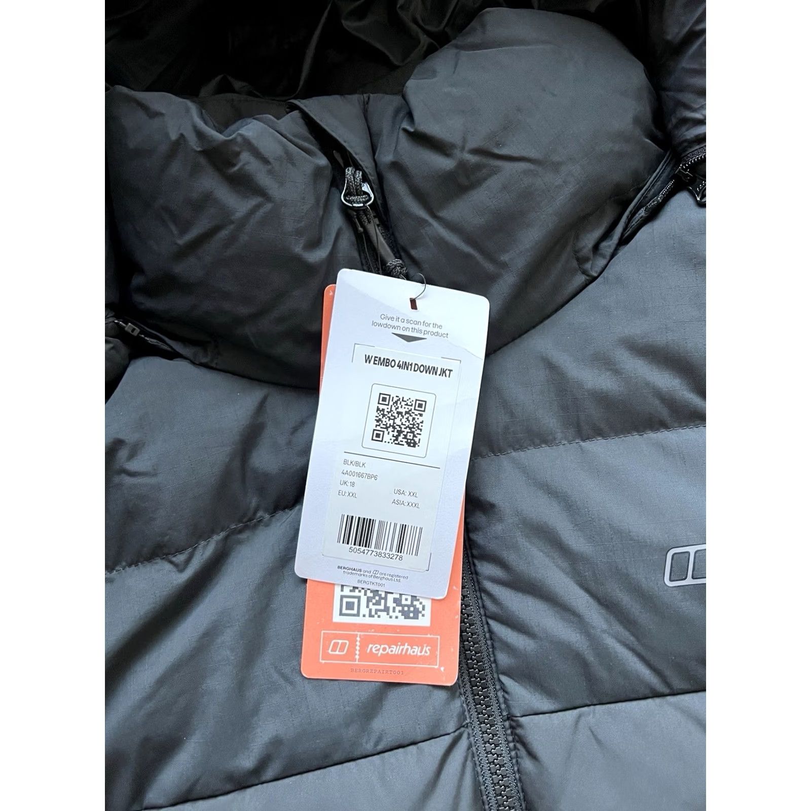 Berghaus BERGHAUS EMBO 4 IN 1 DOWN CONVERTIBLE JACKET PUFFER WOMEN'S BLACK 2XL Size XXL / US 16-18 / IT 52-54 - 7 Thumbnail