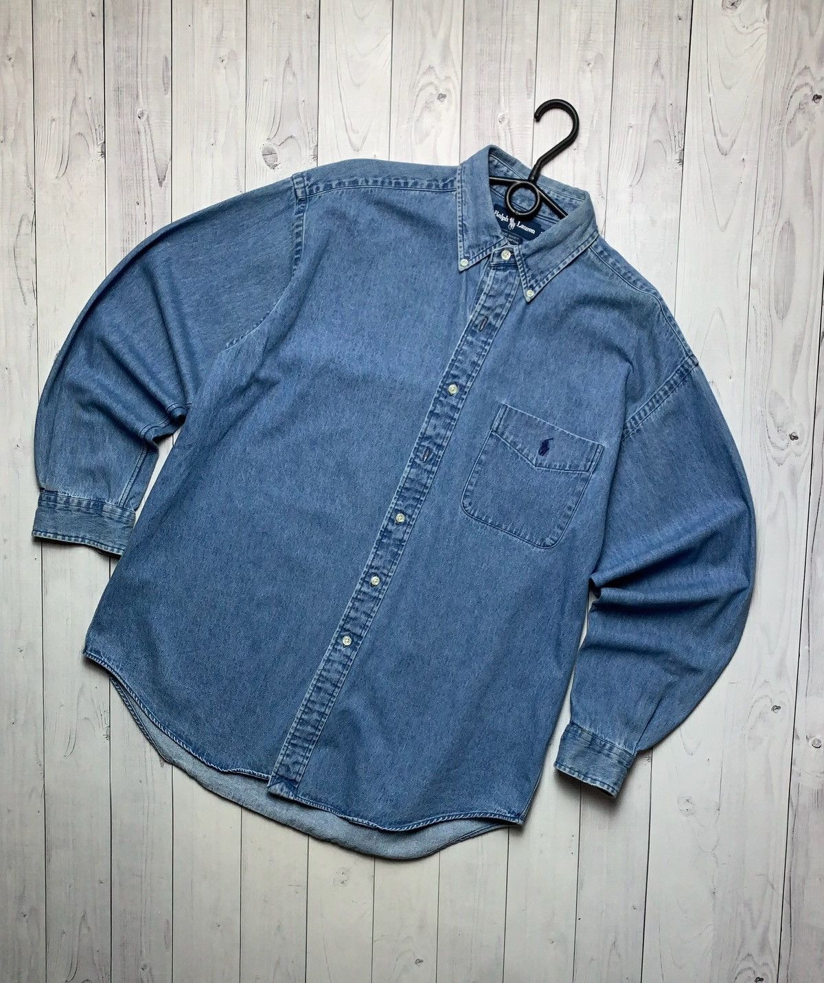 Vintage polo Ralph Lauren denim shirt jeans size M logo rare