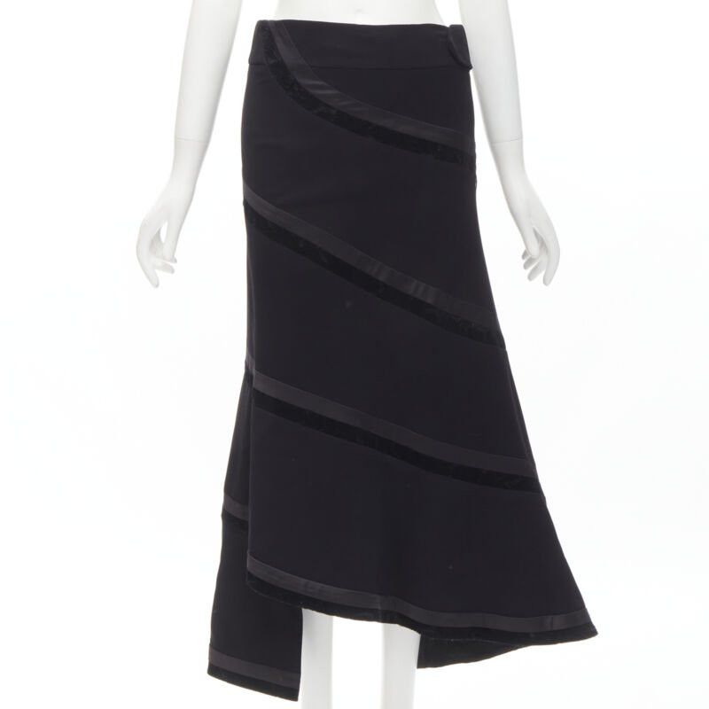 Other RHIE black velvet spiral trim flared midi skirt US4 S Size 27" / US 4 / IT 40 - 1 Thumbnail