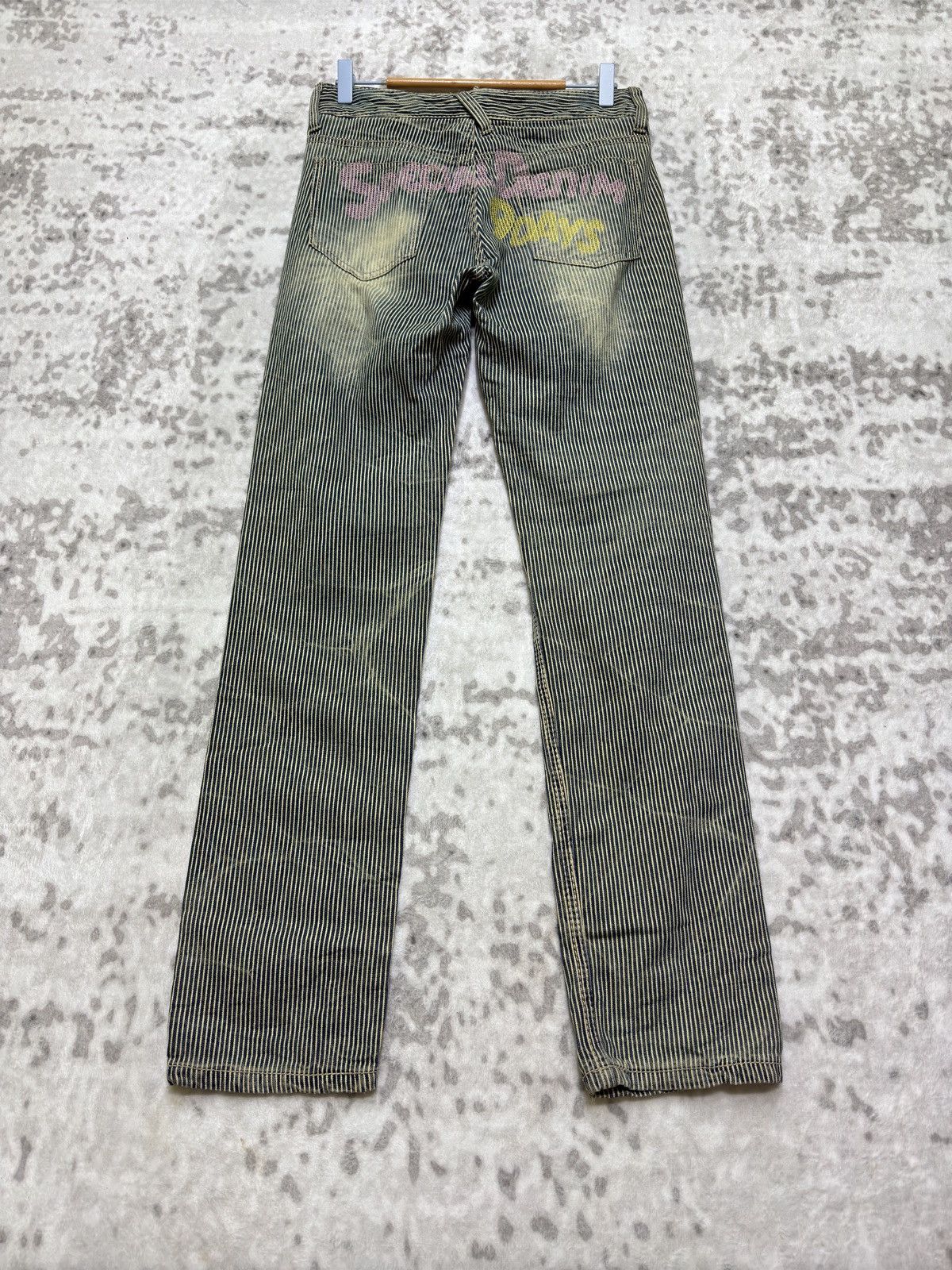 Vintage Japanese Archive Hickory Stripe Distressed Denim Size US 28 / EU 44 - 2 Thumbnail