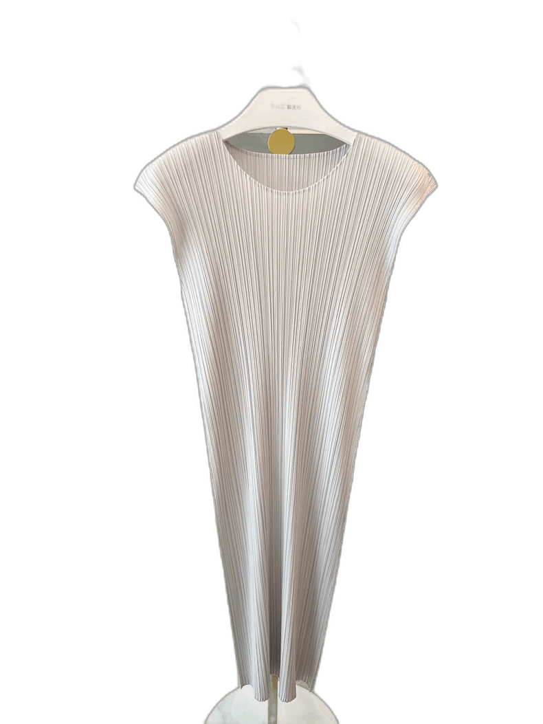 Issey Miyake Classic Issey Miyake Pleated Dress in Light Gray Size XL / US 12-14 / IT 48-50 - 1 Thumbnail