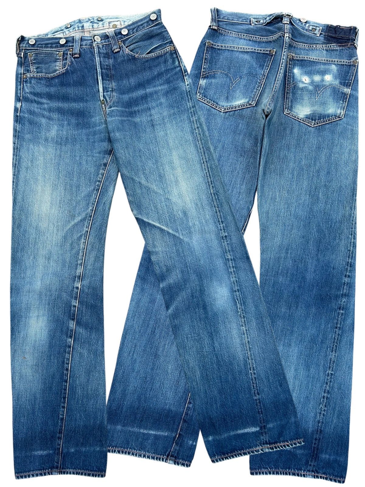 Kapital Vintage Levis Big E Selvedge Buckle Back Thrashed Denim Jean Size US 30 / EU 46 - 1 Thumbnail