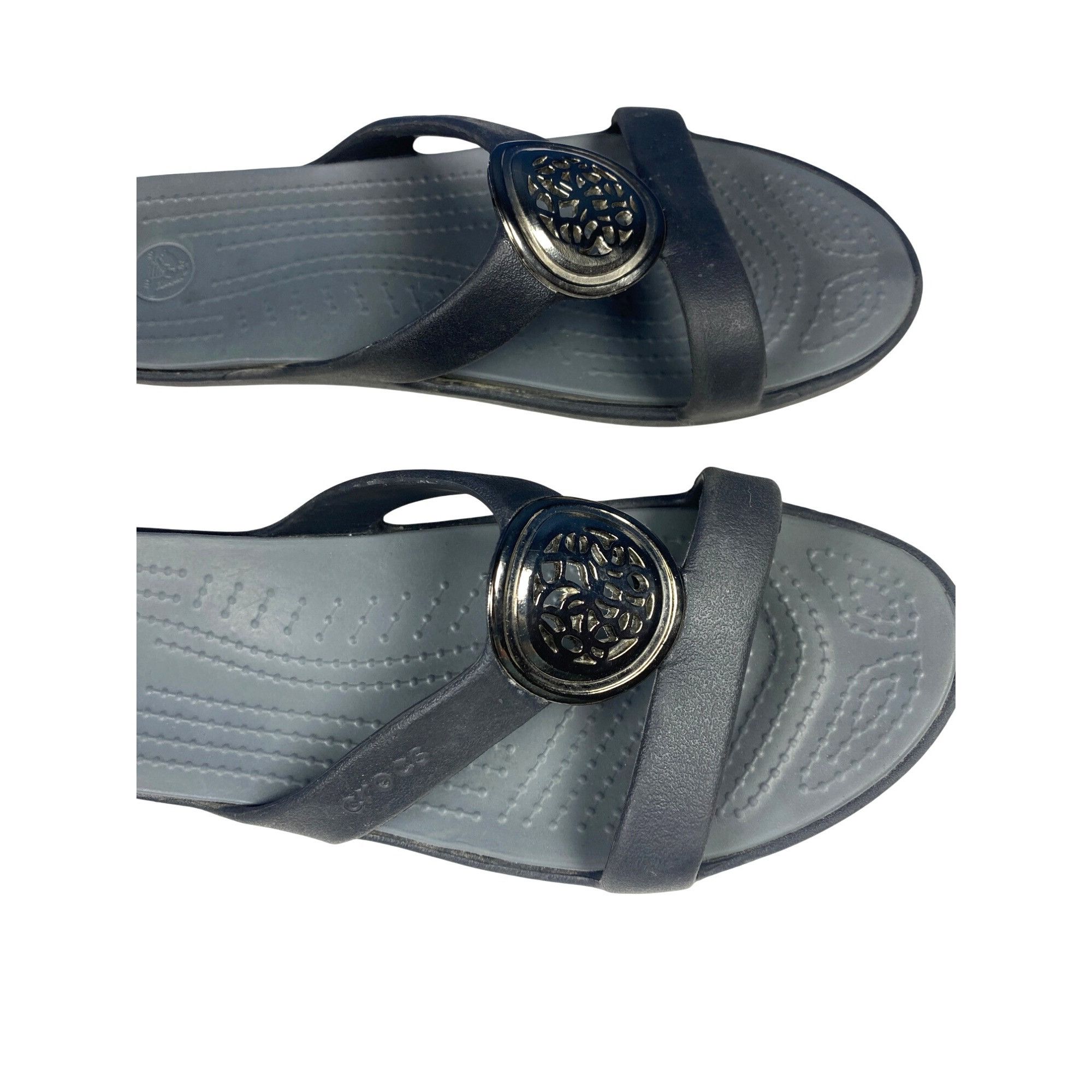 Crocs Crocs Sanrah Women's 10 Black Slides Sandals Flats Slip On S Size US 10 / IT 40 - 4 Thumbnail