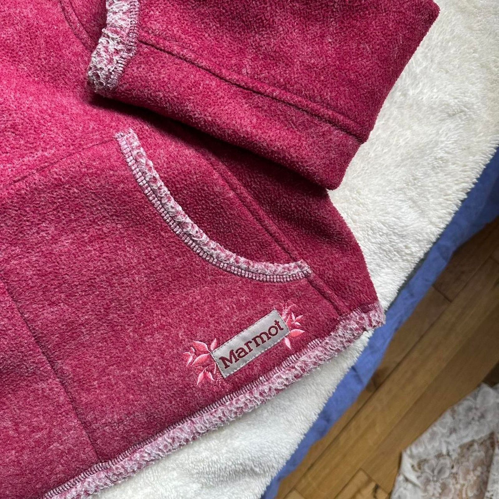 Marmot × Vintage Cute Marmot Vintage Y2K Pink Rose Sweater Zip Pullover Size L / US 10 / IT 46 - 2 Thumbnail
