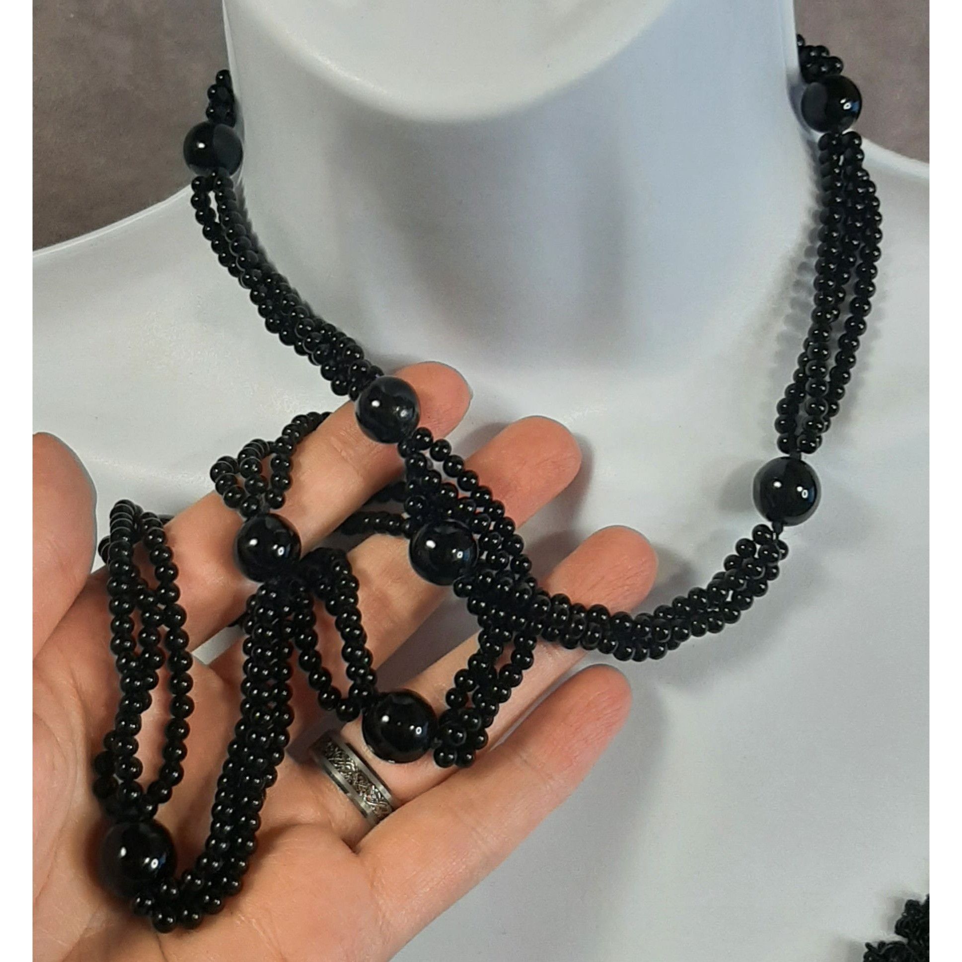 Other Black Beaded Gothic Glass Necklace Elegant Multi-Strand Desi Size ONE SIZE - 2 Thumbnail