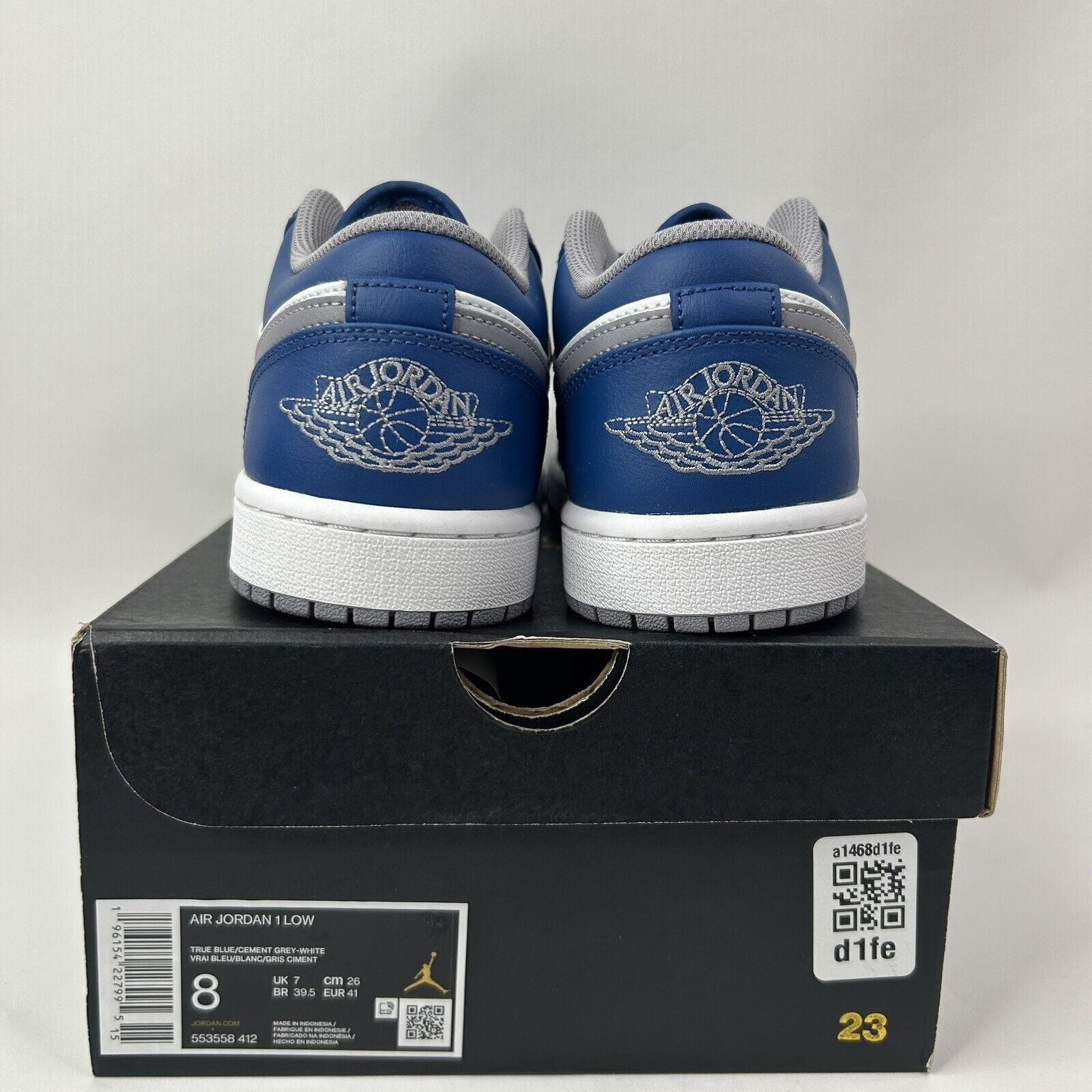 Nike Nike Air Jordan 1 Retro Low “True Blue/Cement Grey” 2024 Size US 8 / EU 41 - 4 Thumbnail