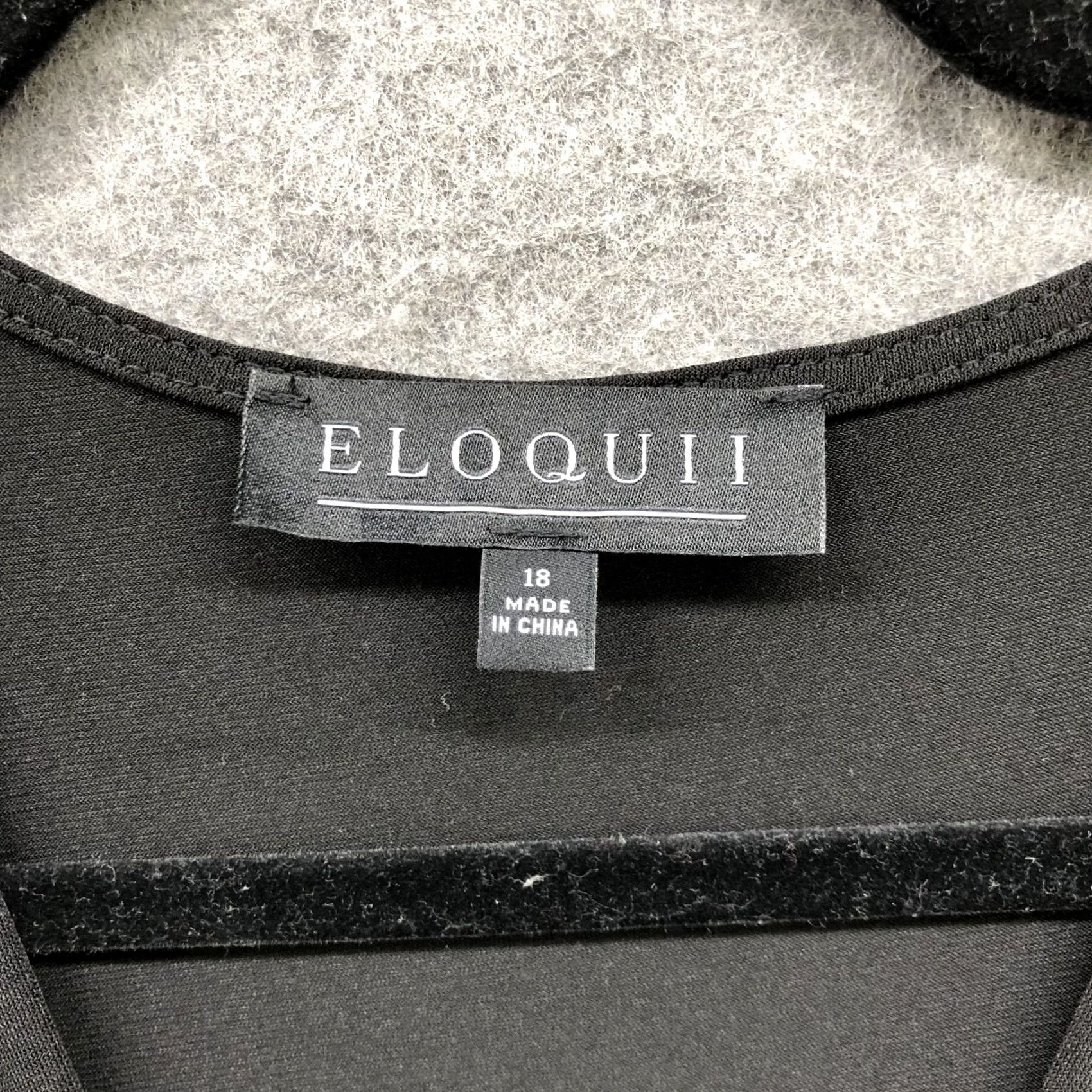 Vintage Eloquii Knot Front Pleated Skirt Dress Black Long Sleeve Knee Length 18 Plus Women A-Line V-Neck Jersey Knit Professional Wearable Dress Size XXL / US 16-18 / IT 52-54 - 5 Thumbnail