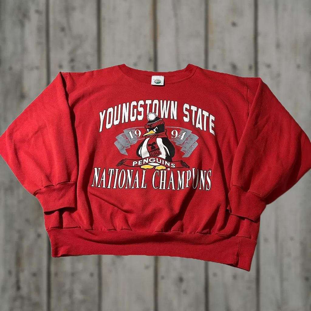 Vintage VINTAGE Youngstown State Penguins 1994 Nationals Champs Sweatshirt XL Red Mens 90s Pullover Size US XL / EU 56 / 4 - 1 Thumbnail