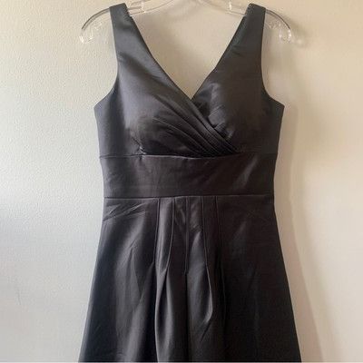 Other Bill Levkoff MIDI Black Coctail Sleeveless Satin Dress Size Size L / US 10 / IT 46 - 6 Thumbnail