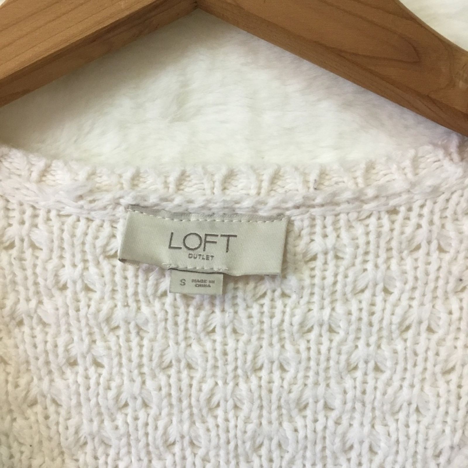 Loft Loft White Long Sleeve Knit Top Size S / US 4 / IT 40 - 3 Thumbnail