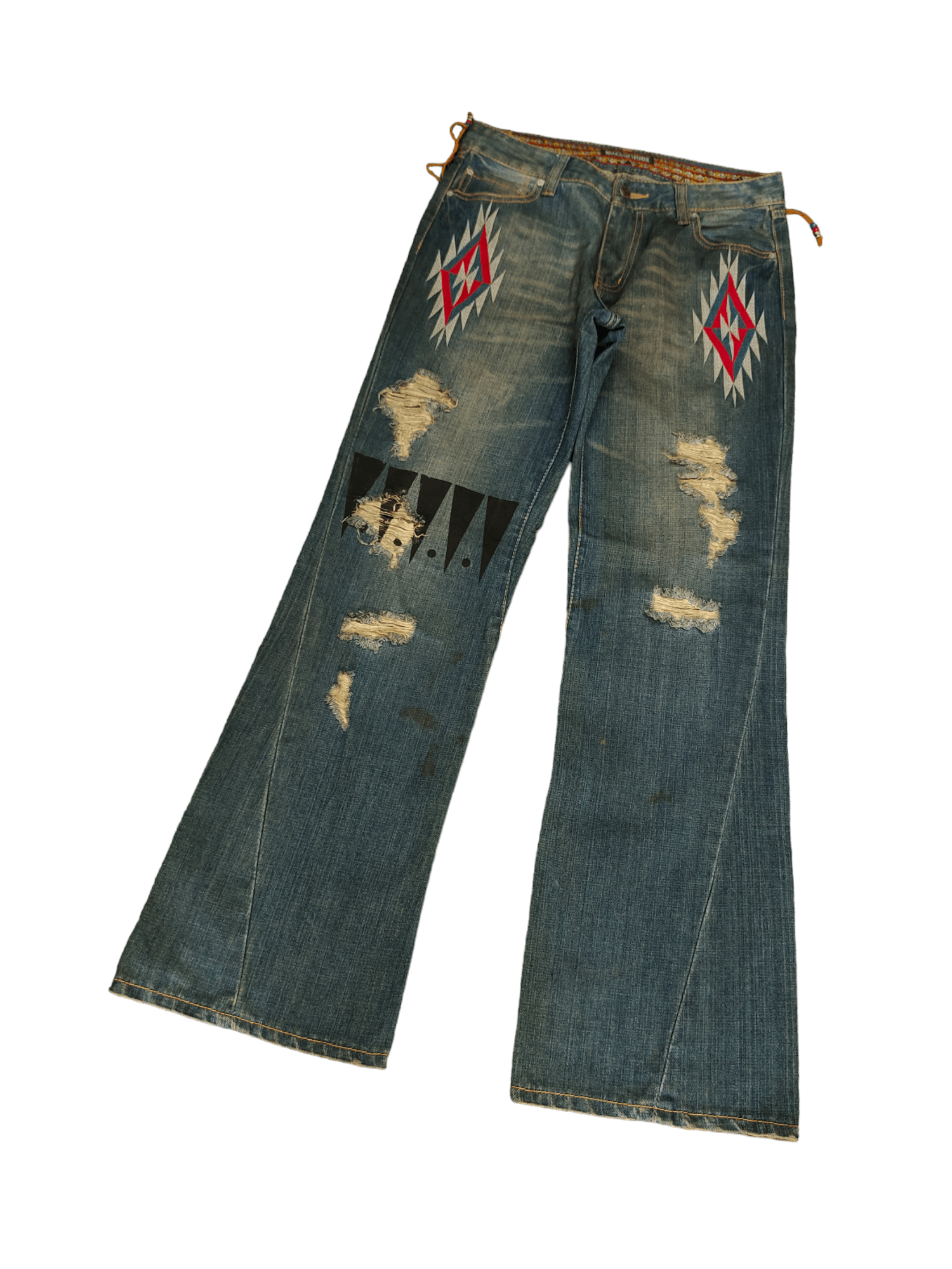 image of If Six Was Nine x Le Grande Bleu L G B Flare Jeans Buzz Spunky Distress Ortega Native Boot Cut Y2K 