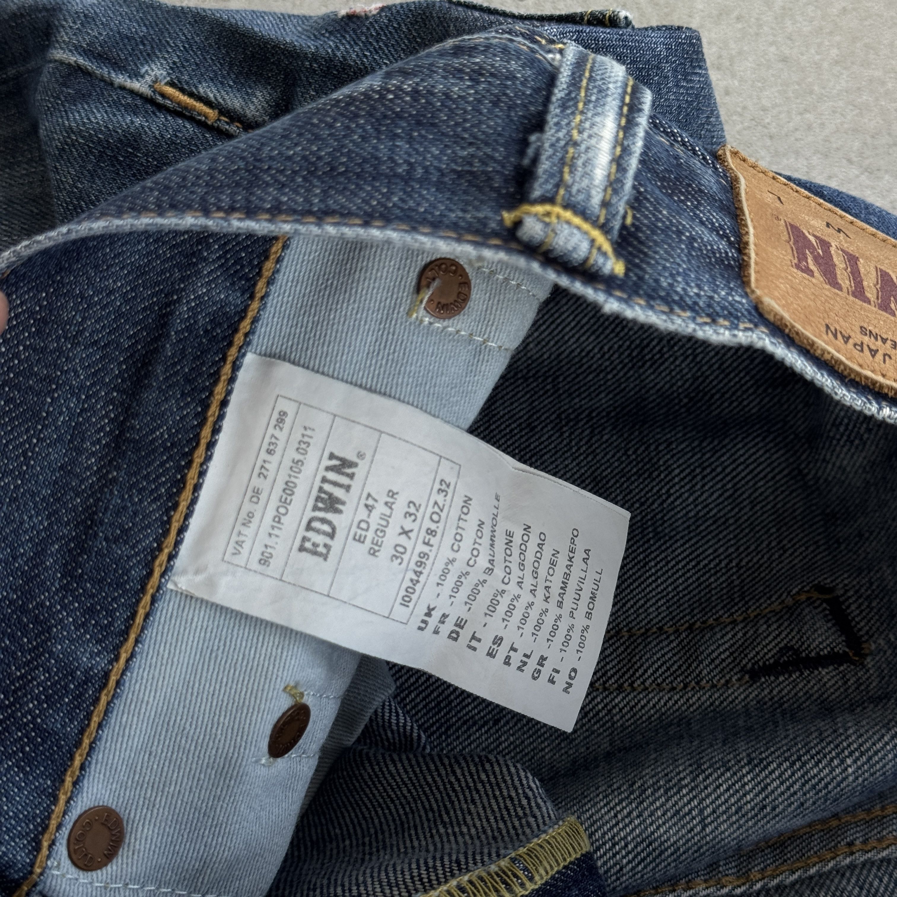 Edwin Edwin ED-47 Regular Straight Indigo Denim Jeans 30x32 Size US 30 / EU 46 - 7 Thumbnail