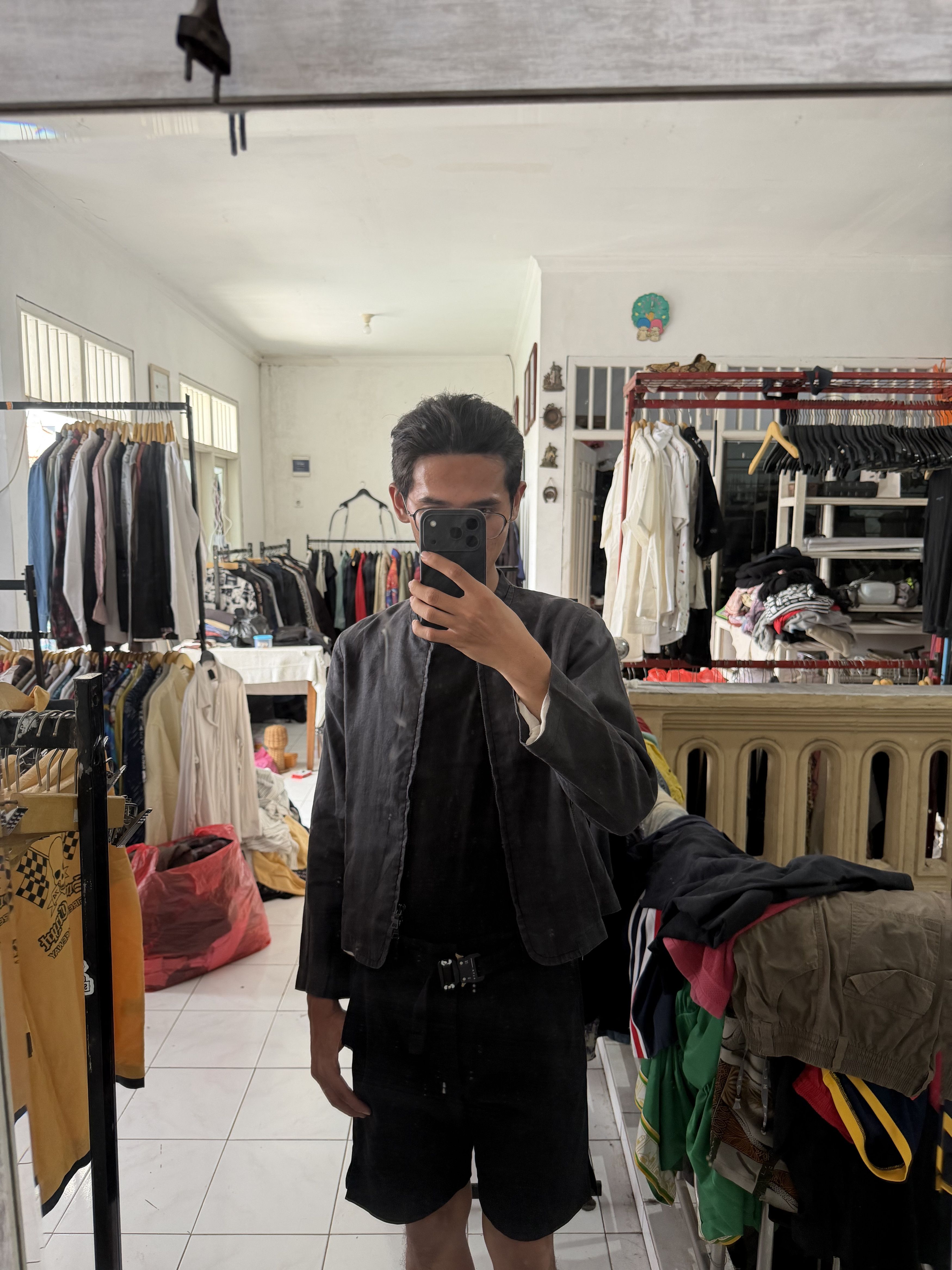 Jil Sander Jil Sander Faded Black Cropped Jacket Linen Size US S / EU 44-46 / 1 - 16 Thumbnail