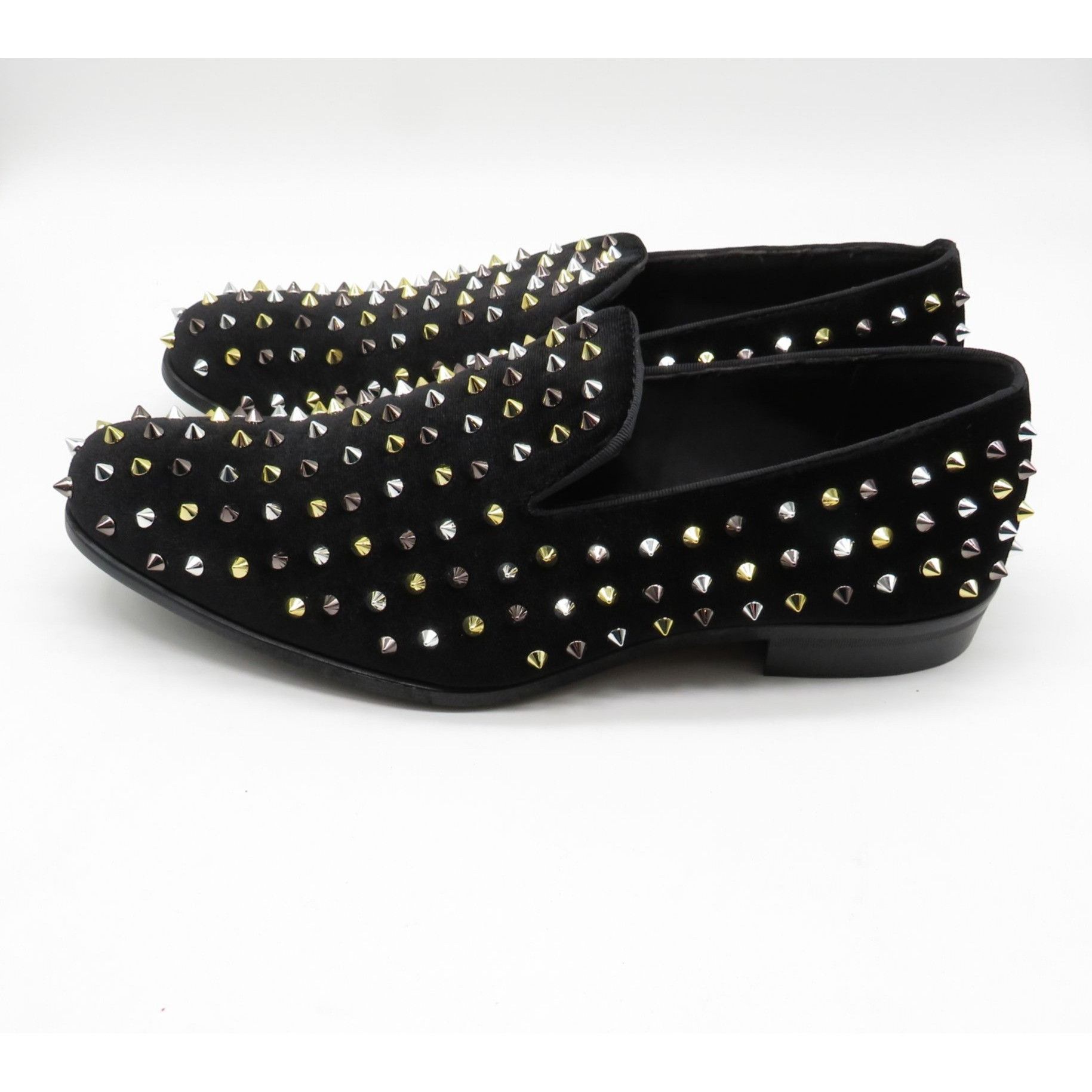 Stacy Adams Stacy Adams Black Velvet Slip On Loafers Gold & Silver Spike Size US 8.5 / EU 41-42 - 4 Thumbnail