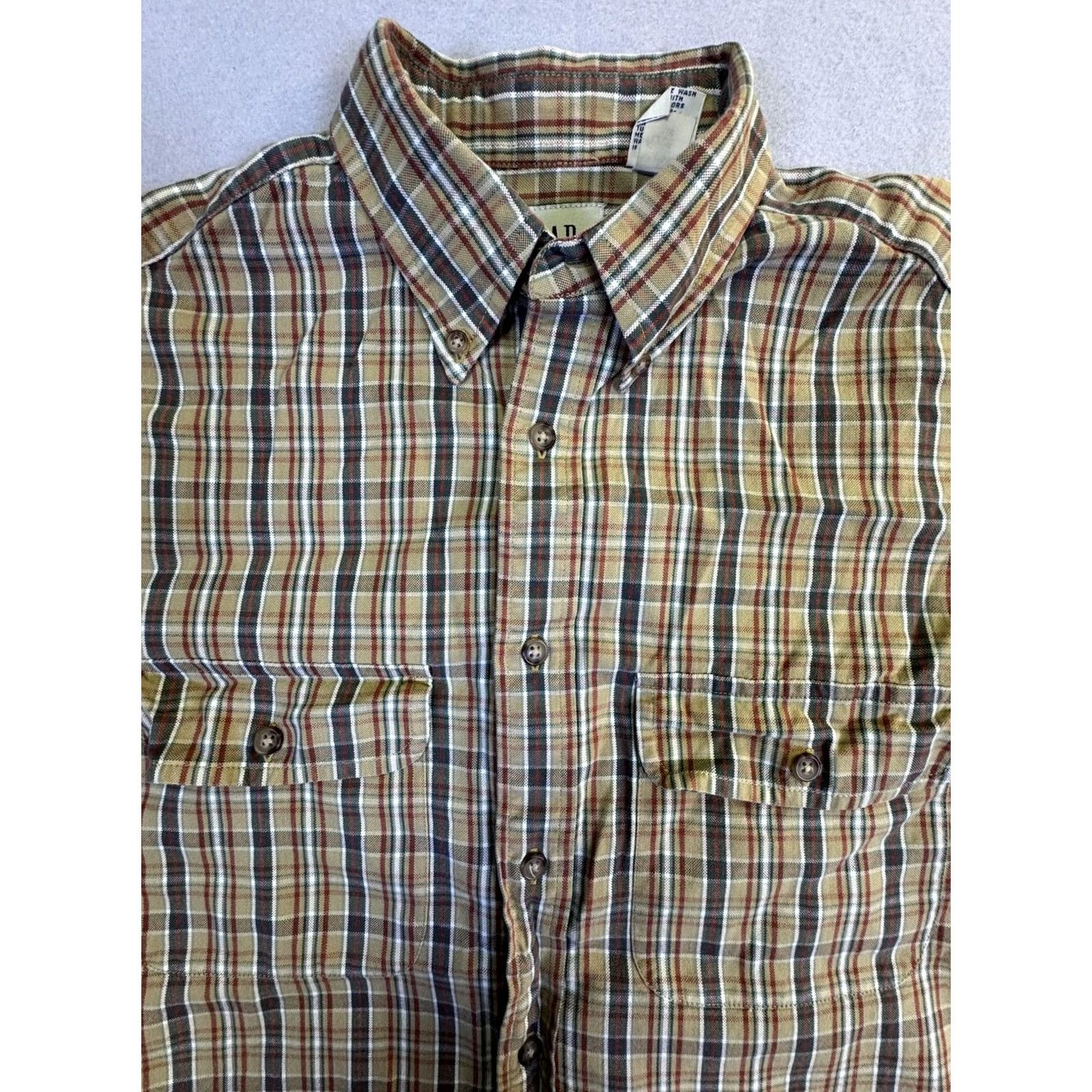 Gap Gap Shirt Mens Small Beige Plaid Long Sleeve Button Front Pockets Casual Size US S / EU 44-46 / 1 - 4 Thumbnail
