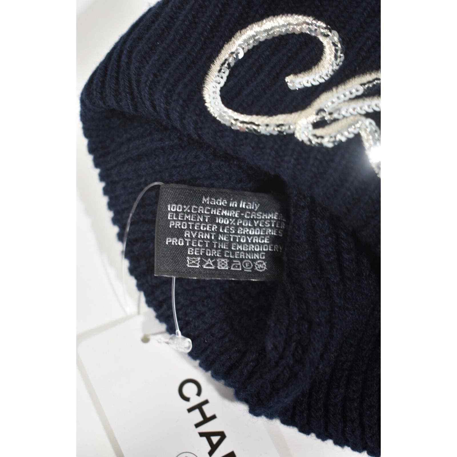 Chanel Chanel 22A Cashmere Sequin Beanie Winter Hat Cap Cloche Size ONE SIZE - 10 Thumbnail