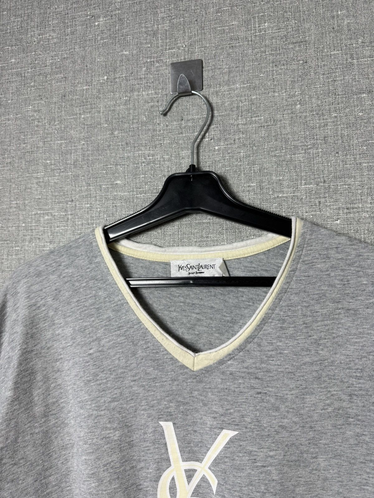 Yves Saint Laurent Vintage Yves Saint Laurent Pour Homme YSL Logo Tee V-Neck Size US XL / EU 56 / 4 - 10 Thumbnail