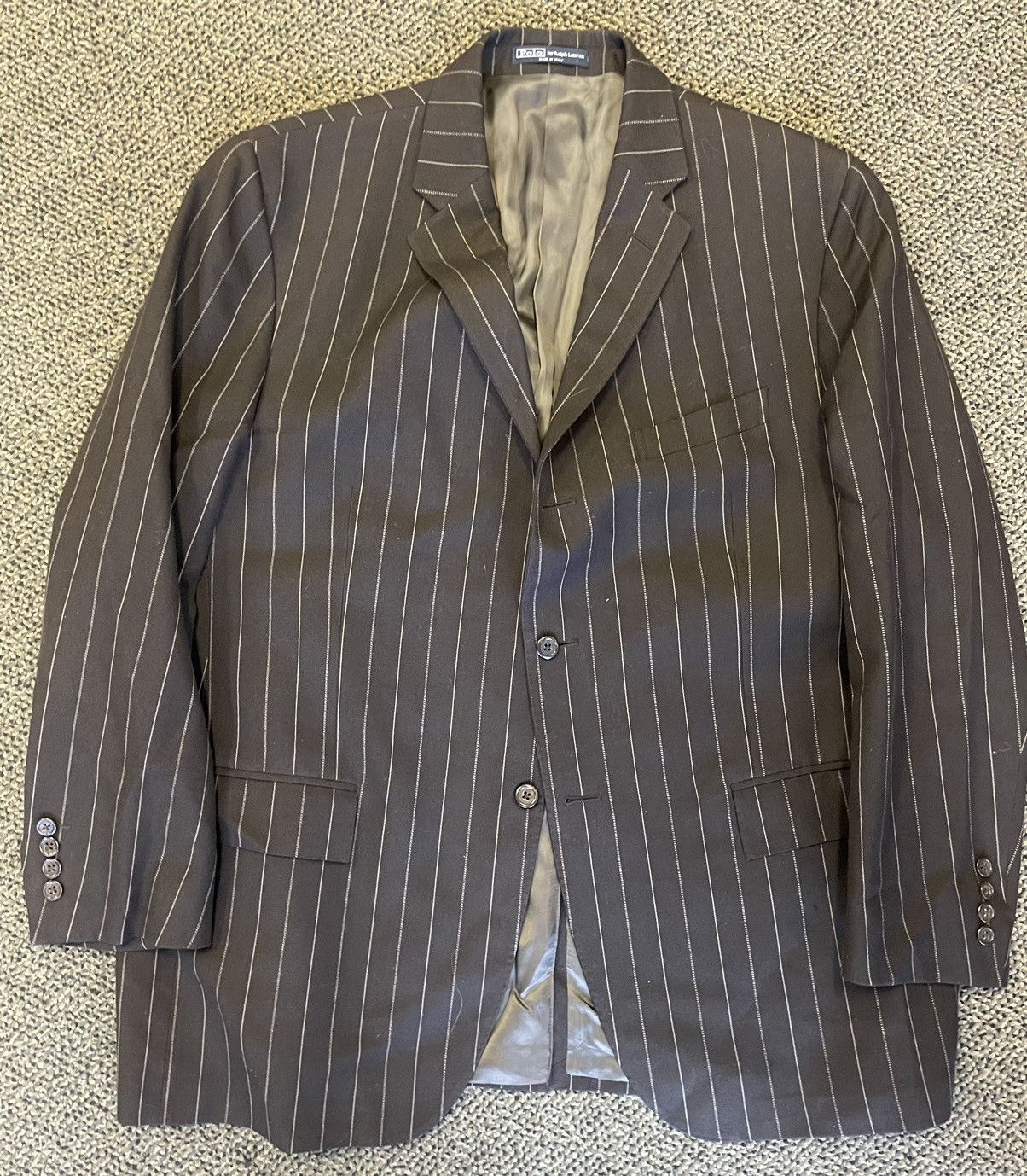Polo Ralph Lauren × Vintage 3-button Striped Wool Twill Suit Size 46R - 8 Thumbnail
