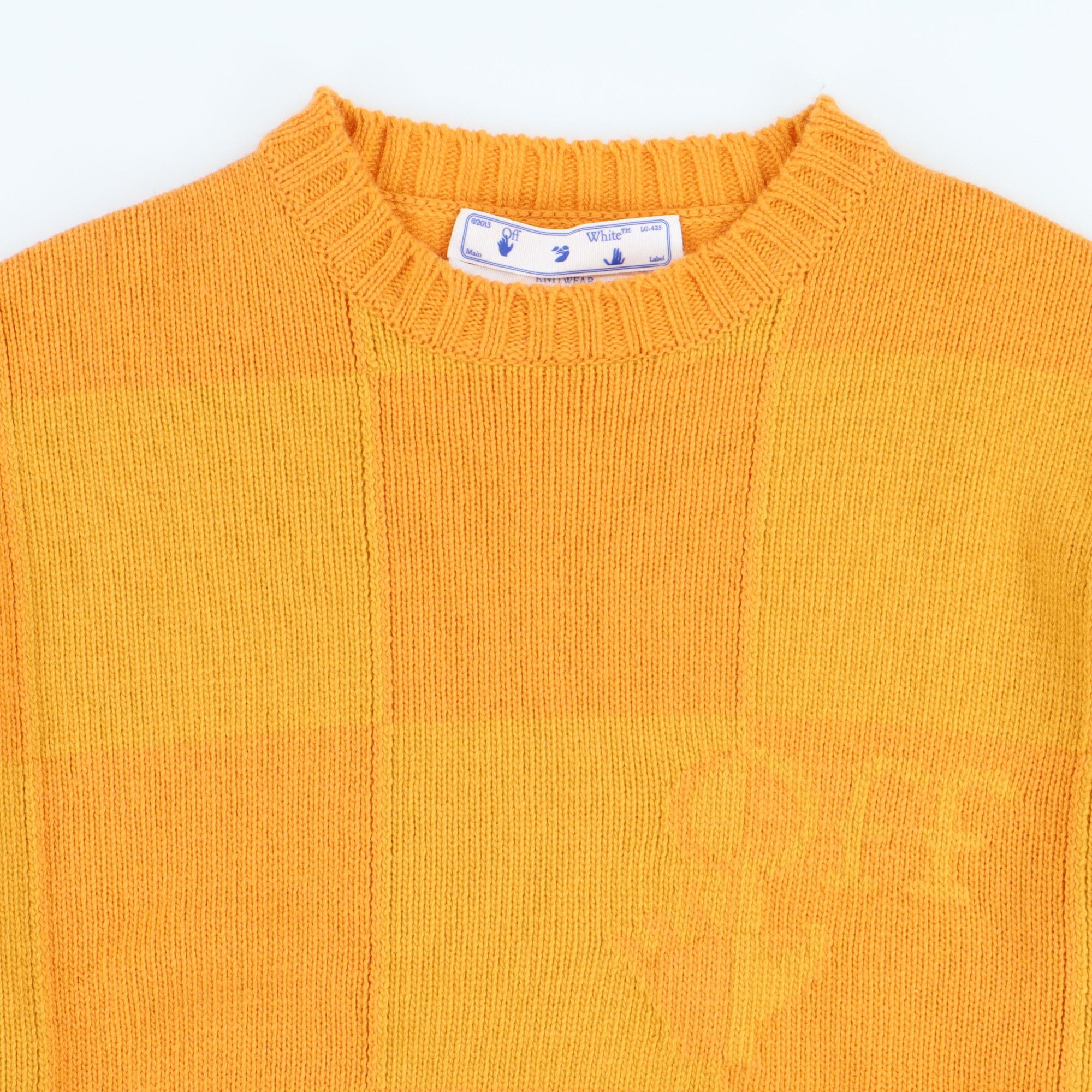 Off-White Orange and Yellow Checkerboard Logo Intarsia Sweater Size US XL / EU 56 / 4 - 6 Thumbnail