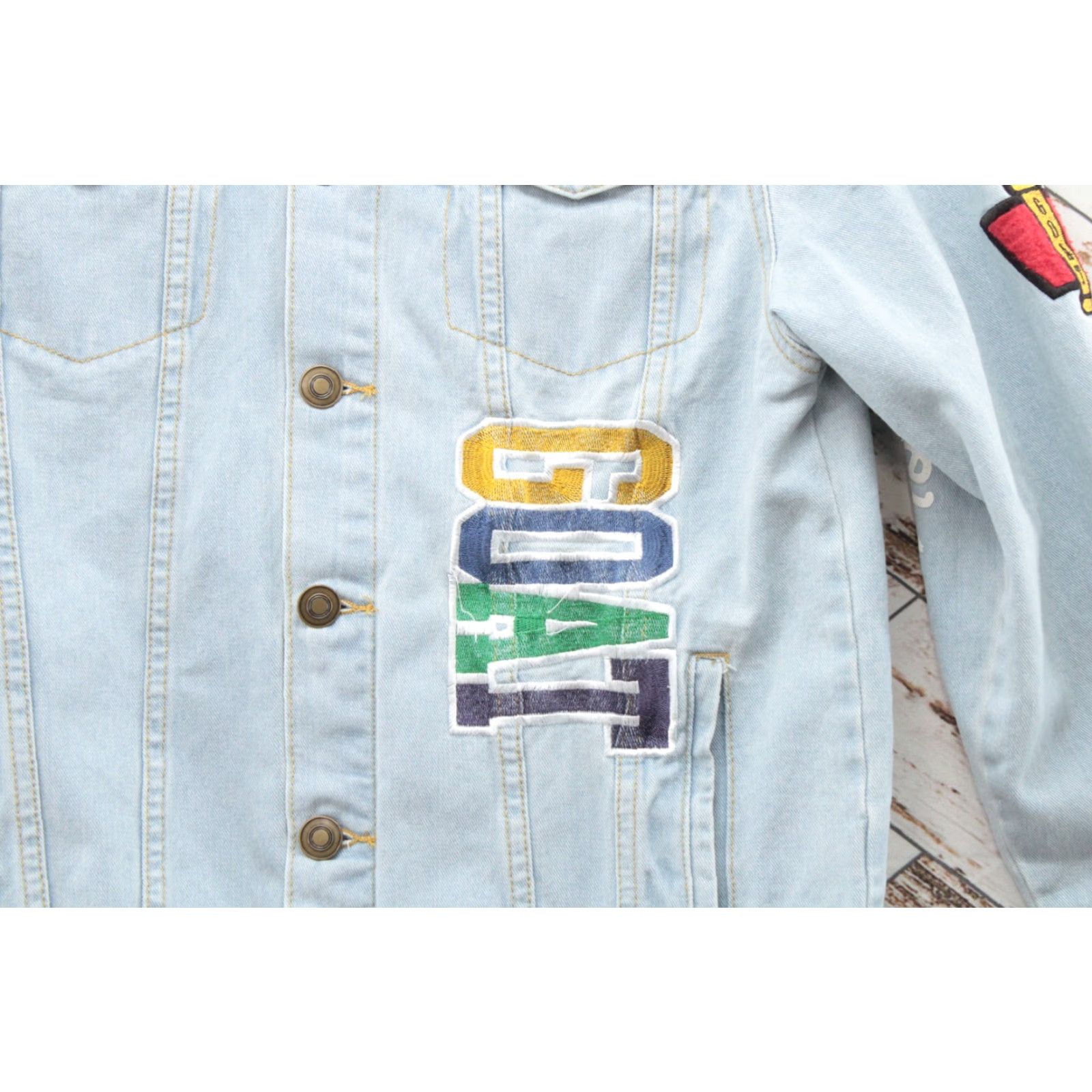Vintage VINTAGE Rue 21 Y2K Jacket Mens Small Blue Denim GOAT Embroidered Letter Gorpcore Hip Hop Jacket Size US S / EU 44-46 / 1 - 5 Thumbnail