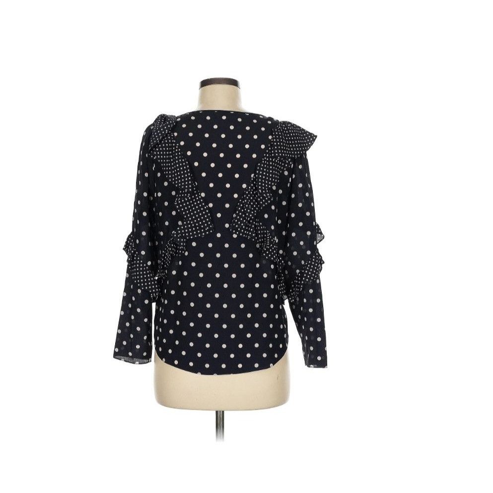 Designer Rebecca Taylor Silk Dot Print Ruffle Top Blouse Size M / US 6-8 / IT 42-44 - 4 Thumbnail