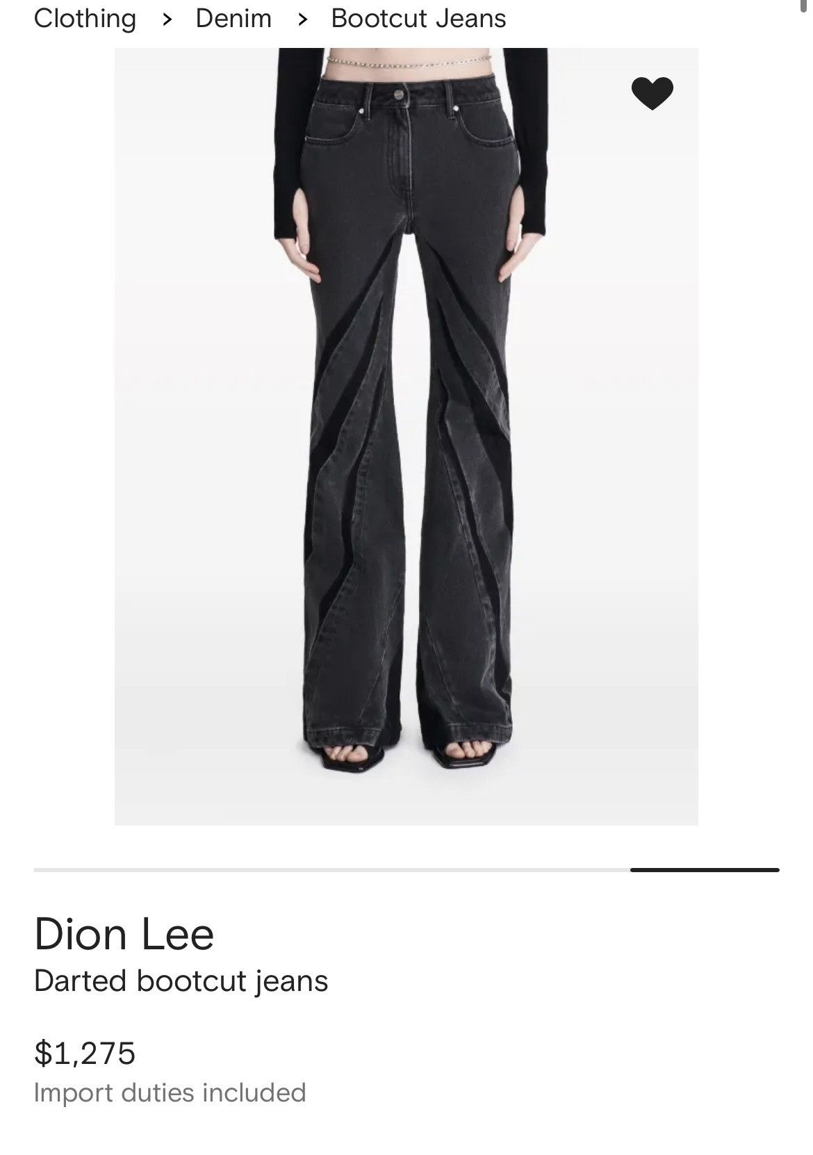 Dion Lee Dion Lee Darted bootcut jeans Size 29" - 1 Thumbnail