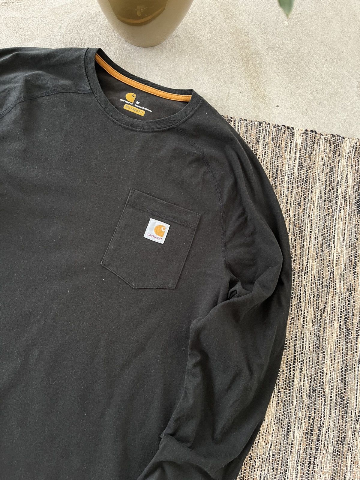 Carhartt × Vintage Vintage Carhartt Longsleeve TShirt Black Workwear faded tee Size US M / EU 48-50 / 2 - 4 Thumbnail