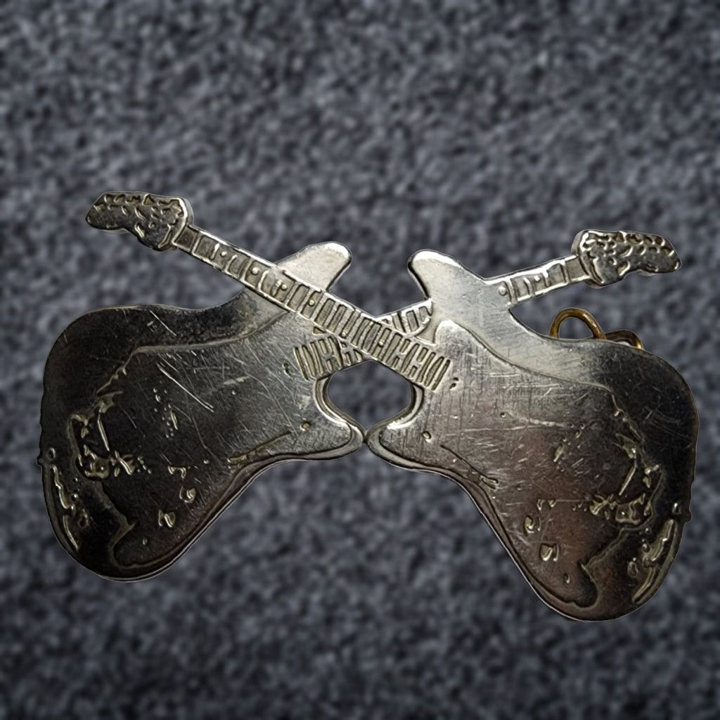 Vintage VINTAGE Double Cross Guitar Belt Buckle Silvertone Rock Country | Belt Buckle | Men | Silver | 1980s | Cowboy Western | Rockabilly Accessories Size ONE SIZE - 1 Thumbnail