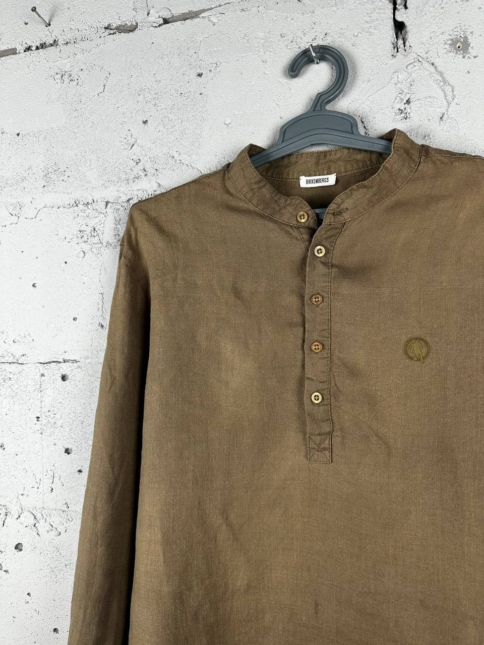 Dirk Bikkembergs Vintage Bikkembergs Linen Brown Collar Logo Shirt Size XXL Size US XXL / EU 58 / 5 - 1 Thumbnail