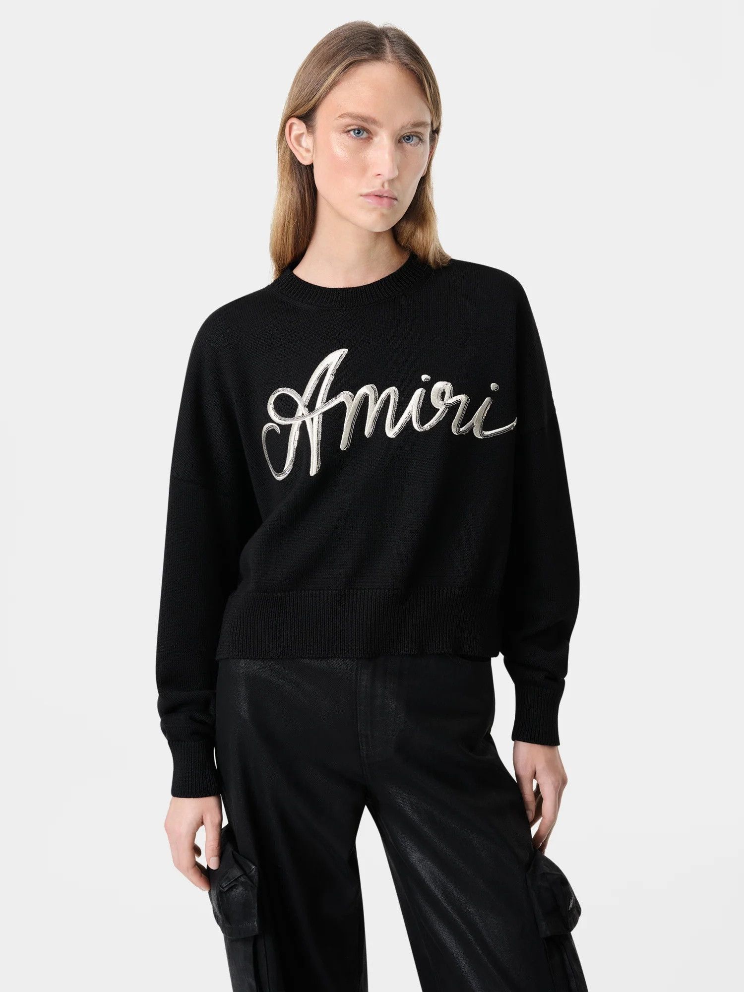 Amiri o1orln1025 MA Swirl Crewneck Sweater in Black Size M / US 6-8 / IT 42-44 - 3 Thumbnail