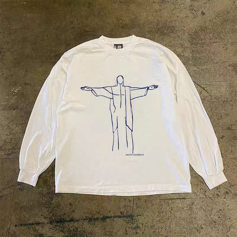 Japanese Brand White washed vintage God print long-sleeved t-shirt Size US M / EU 48-50 / 2 - 1 Thumbnail