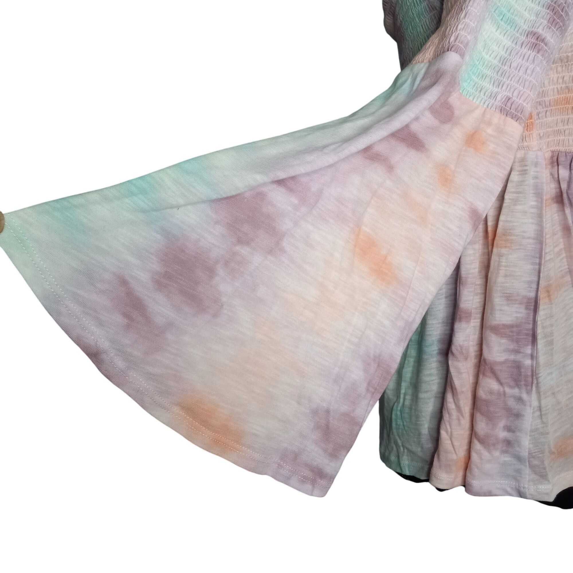 Torrid Torrid Size 0 L 12 Top Baby Doll Off Shoulder Tie Dye Smocke Size L / US 10 / IT 46 - 6 Thumbnail