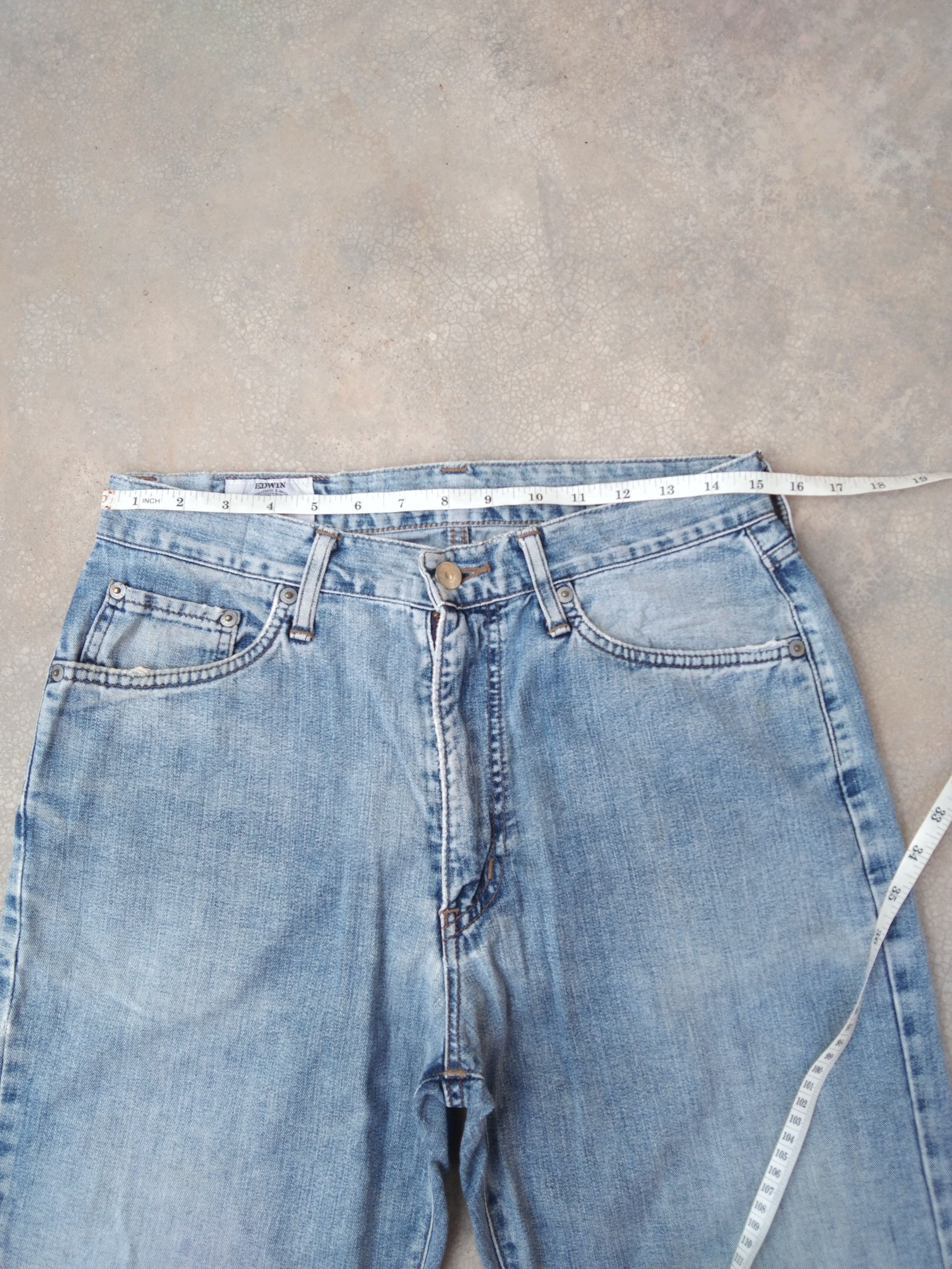 Japanese Brand Vintage Faded Blue Edwin Straight Leg Distressed Jeans 30x29 Size US 30 / EU 46 - 6 Thumbnail