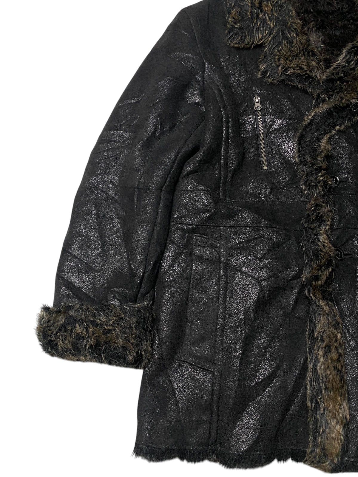 If Six Was Nine 2000's Semantic Design Fur Trim Waxed Jacket Size US L / EU 52-54 / 3 - 4 Thumbnail